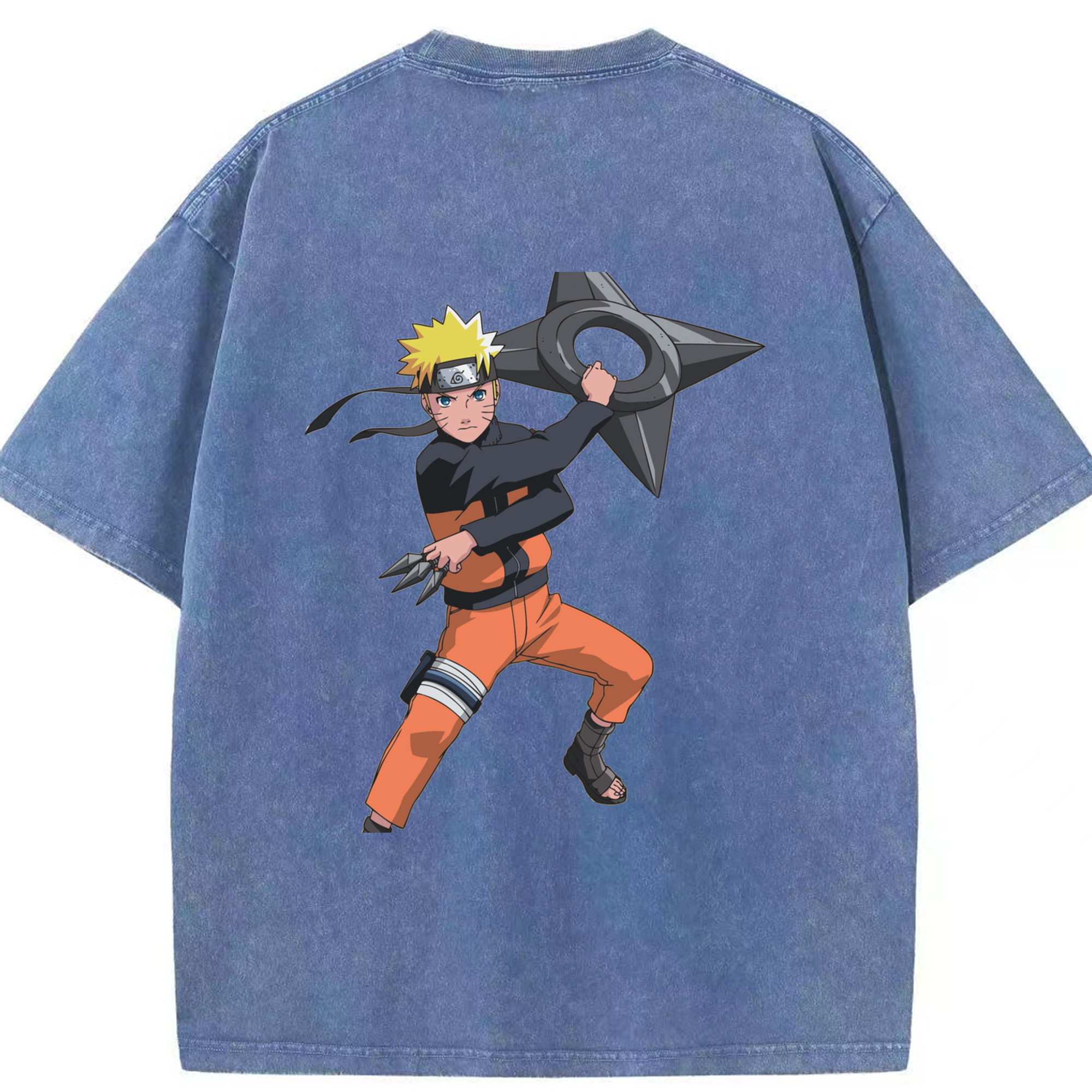 （画像用） NARUTO -ナルト- うずまき ナルト Uzumaki Naruto 綿100% ヴィンテージ風 半袖Tシャツ（背面プリント）