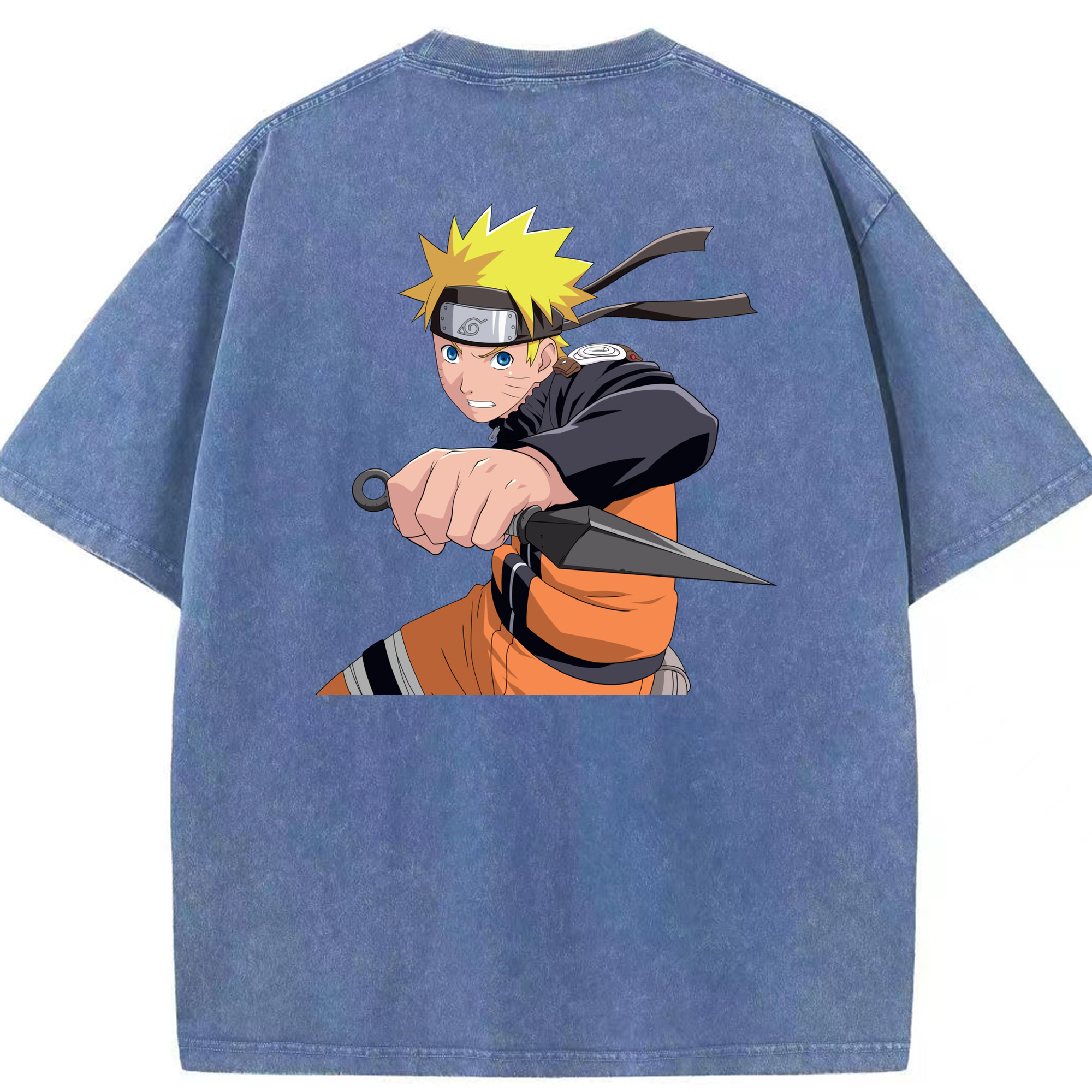（画像用） NARUTO -ナルト- うずまき ナルト Uzumaki Naruto 綿100% ヴィンテージ風 半袖Tシャツ（背面プリント）