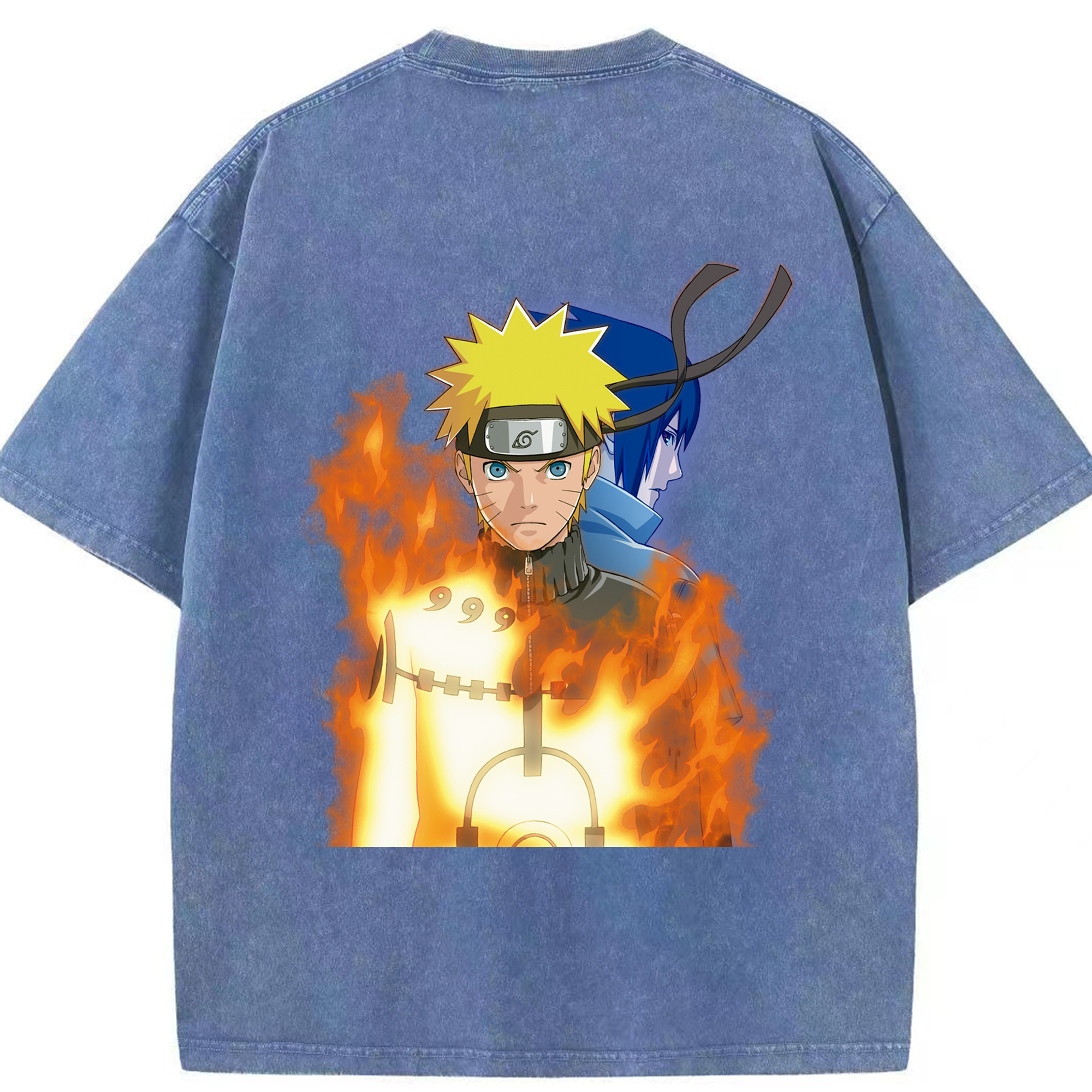 （画像用） NARUTO -ナルト- うずまき ナルト Uzumaki Naruto 綿100% ヴィンテージ風 半袖Tシャツ（背面プリント）