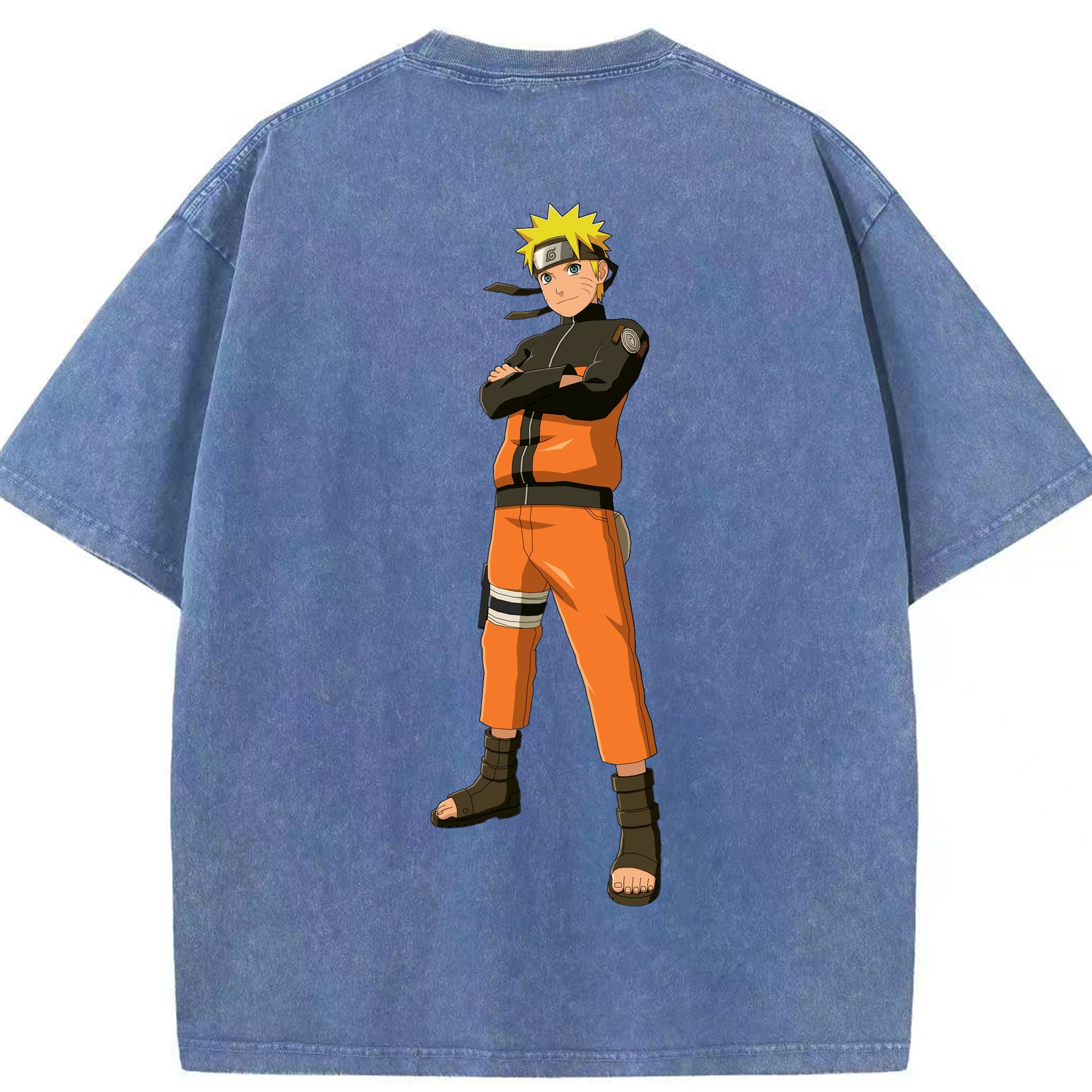 （画像用） NARUTO -ナルト- うずまき ナルト Uzumaki Naruto 綿100% ヴィンテージ風 半袖Tシャツ（背面プリント）