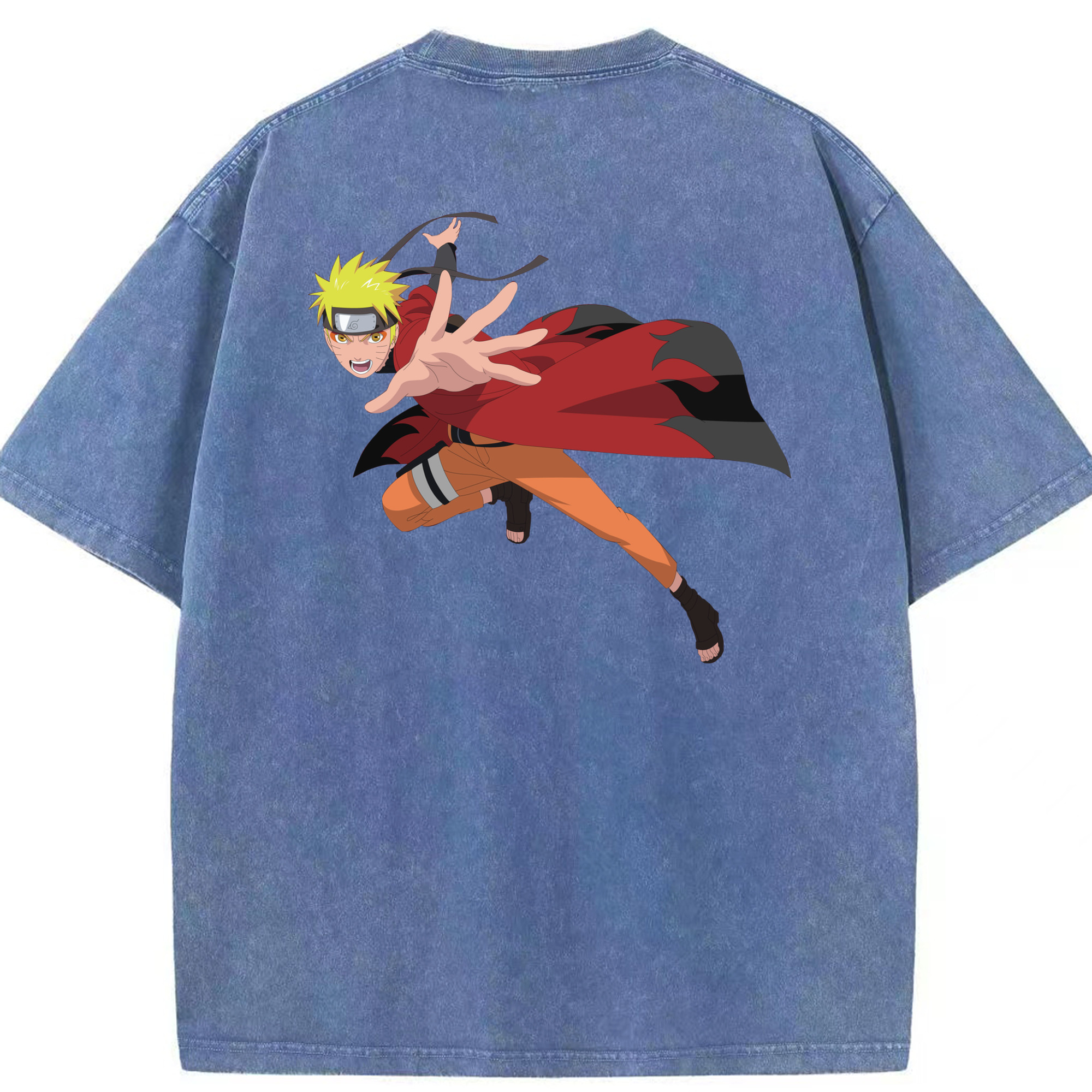 （画像用） NARUTO -ナルト- うずまき ナルト Uzumaki Naruto 綿100% ヴィンテージ風 半袖Tシャツ（背面プリント）