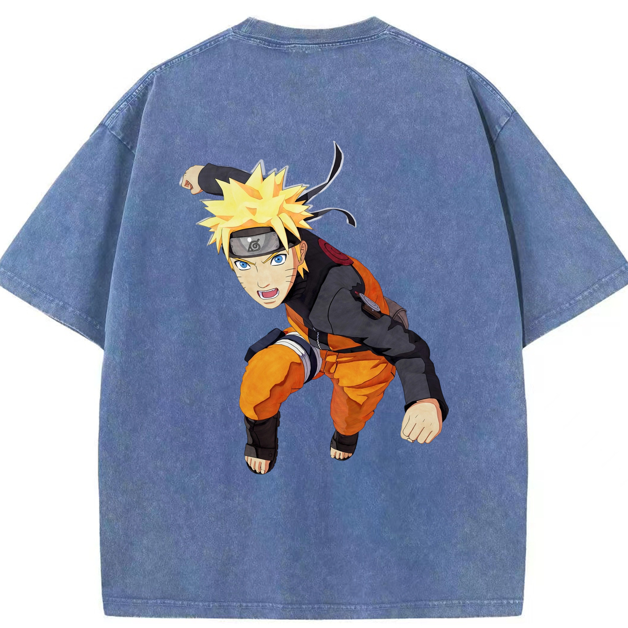 （画像用） NARUTO -ナルト- うずまき ナルト Uzumaki Naruto 綿100% ヴィンテージ風 半袖Tシャツ（背面プリント）