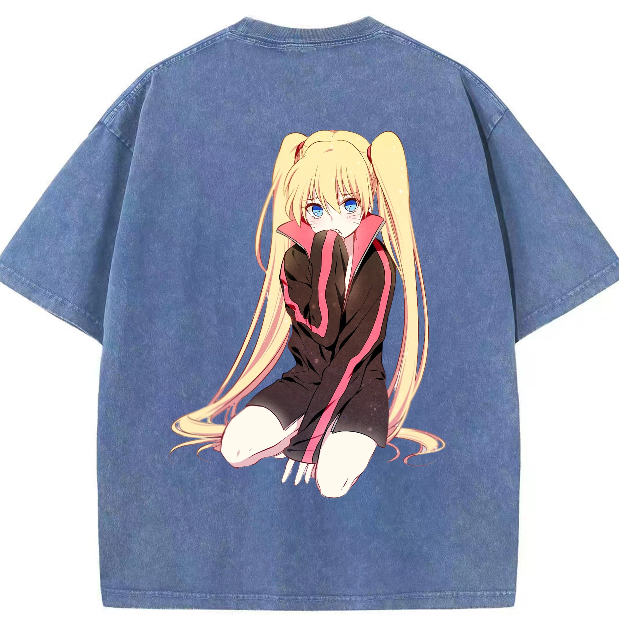 （画像用） NARUTO -ナルト- うずまき ナルト Uzumaki Naruto 綿100% ヴィンテージ風 半袖Tシャツ（背面プリント）