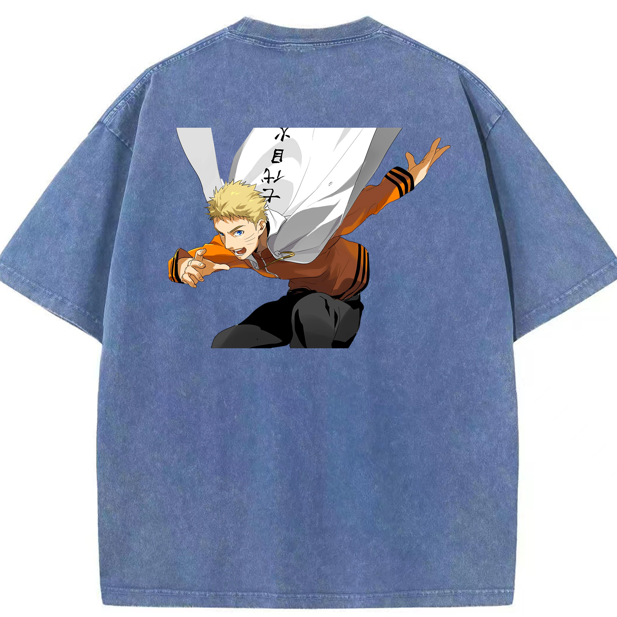 （画像用） NARUTO -ナルト- うずまき ナルト Uzumaki Naruto 綿100% ヴィンテージ風 半袖Tシャツ（背面プリント）