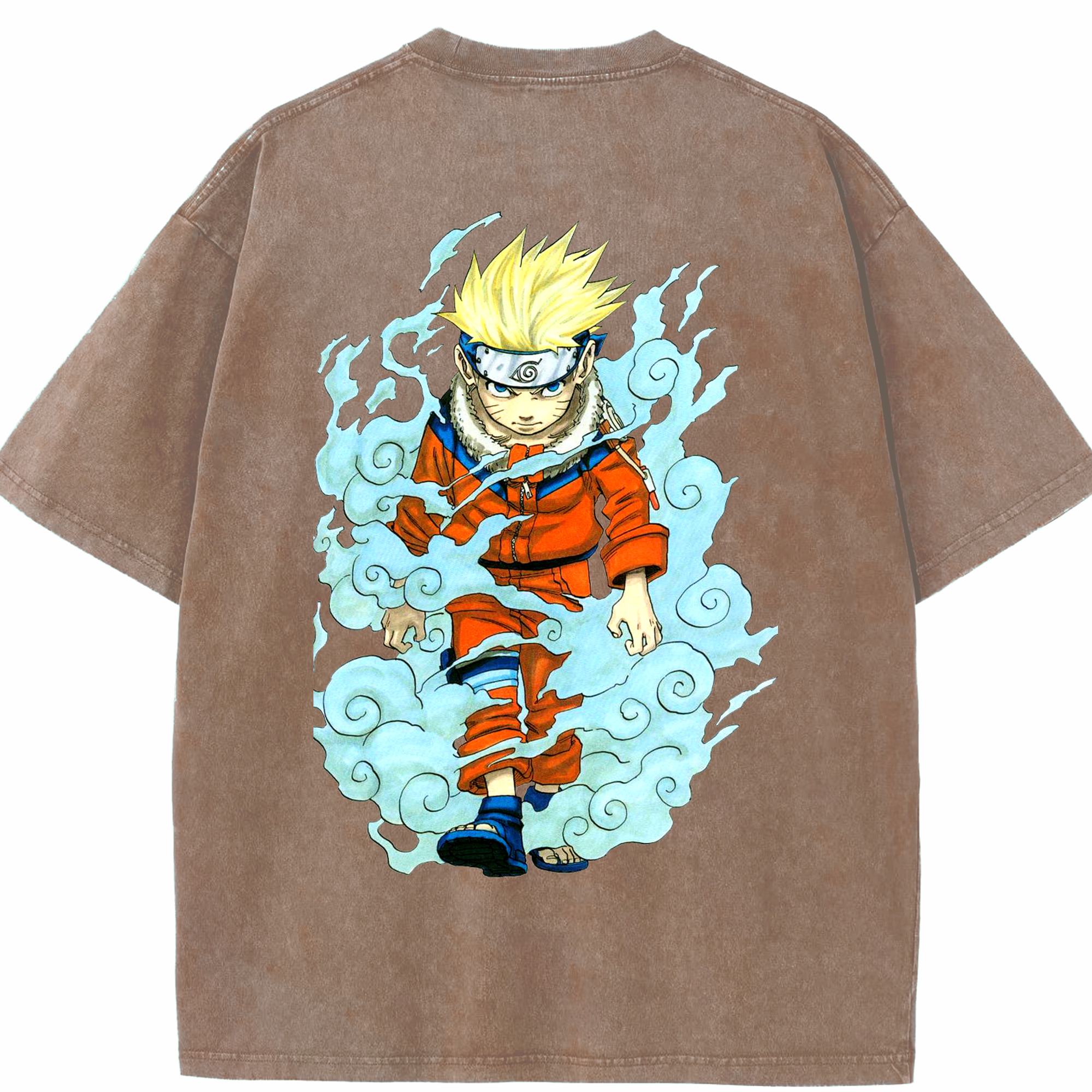 （画像用） NARUTO -ナルト- うずまき ナルト Uzumaki Naruto 綿100% ヴィンテージ風 半袖Tシャツ（背面プリント）