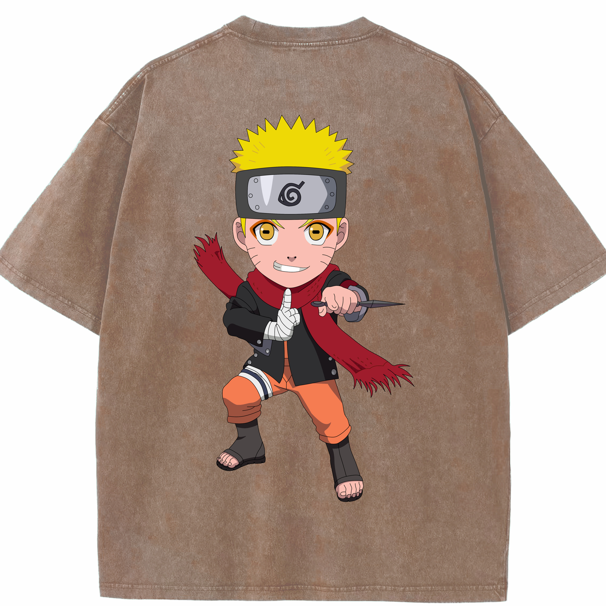 （画像用） NARUTO -ナルト- うずまき ナルト Uzumaki Naruto 綿100% ヴィンテージ風 半袖Tシャツ（背面プリント）