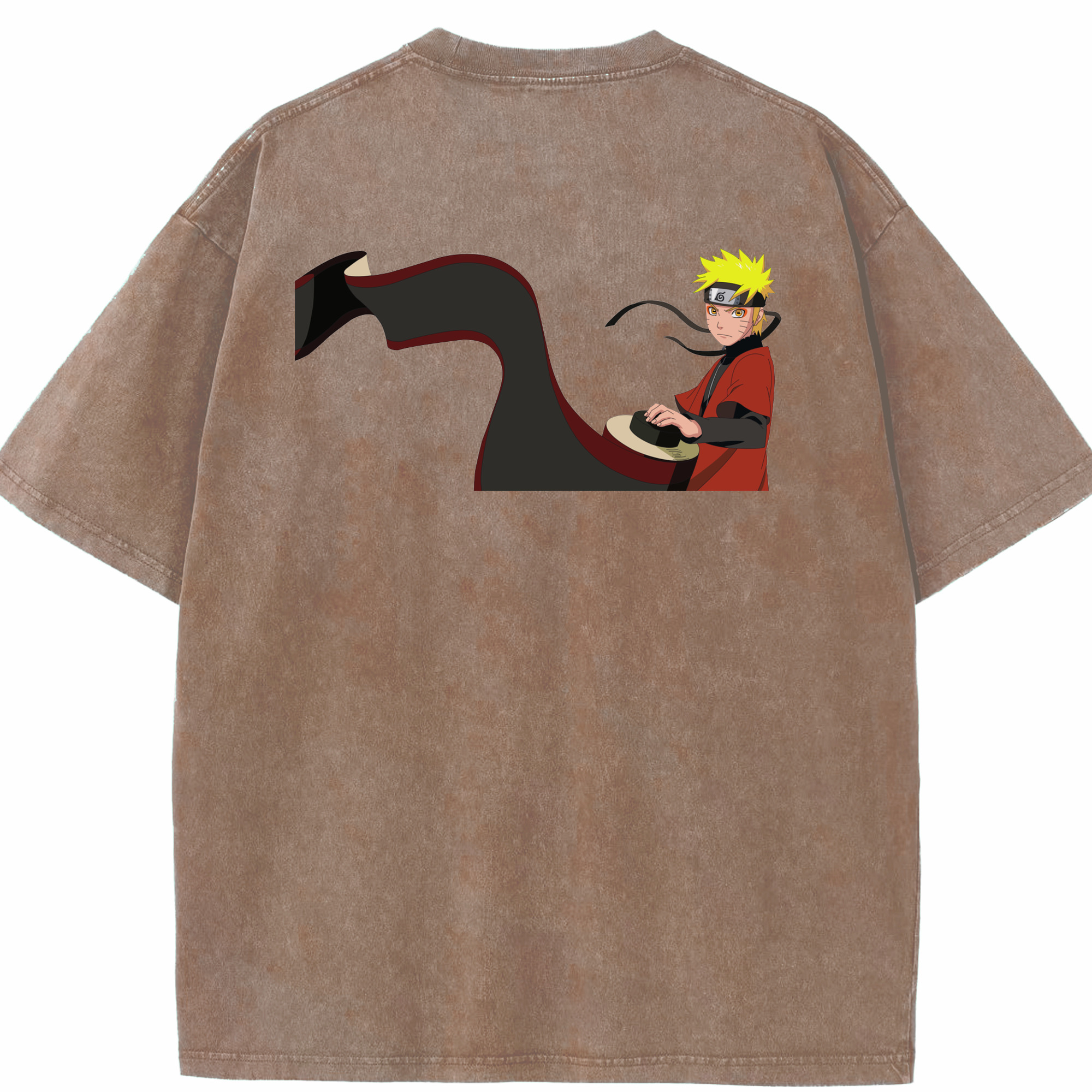 （画像用） NARUTO -ナルト- うずまき ナルト Uzumaki Naruto 綿100% ヴィンテージ風 半袖Tシャツ（背面プリント）
