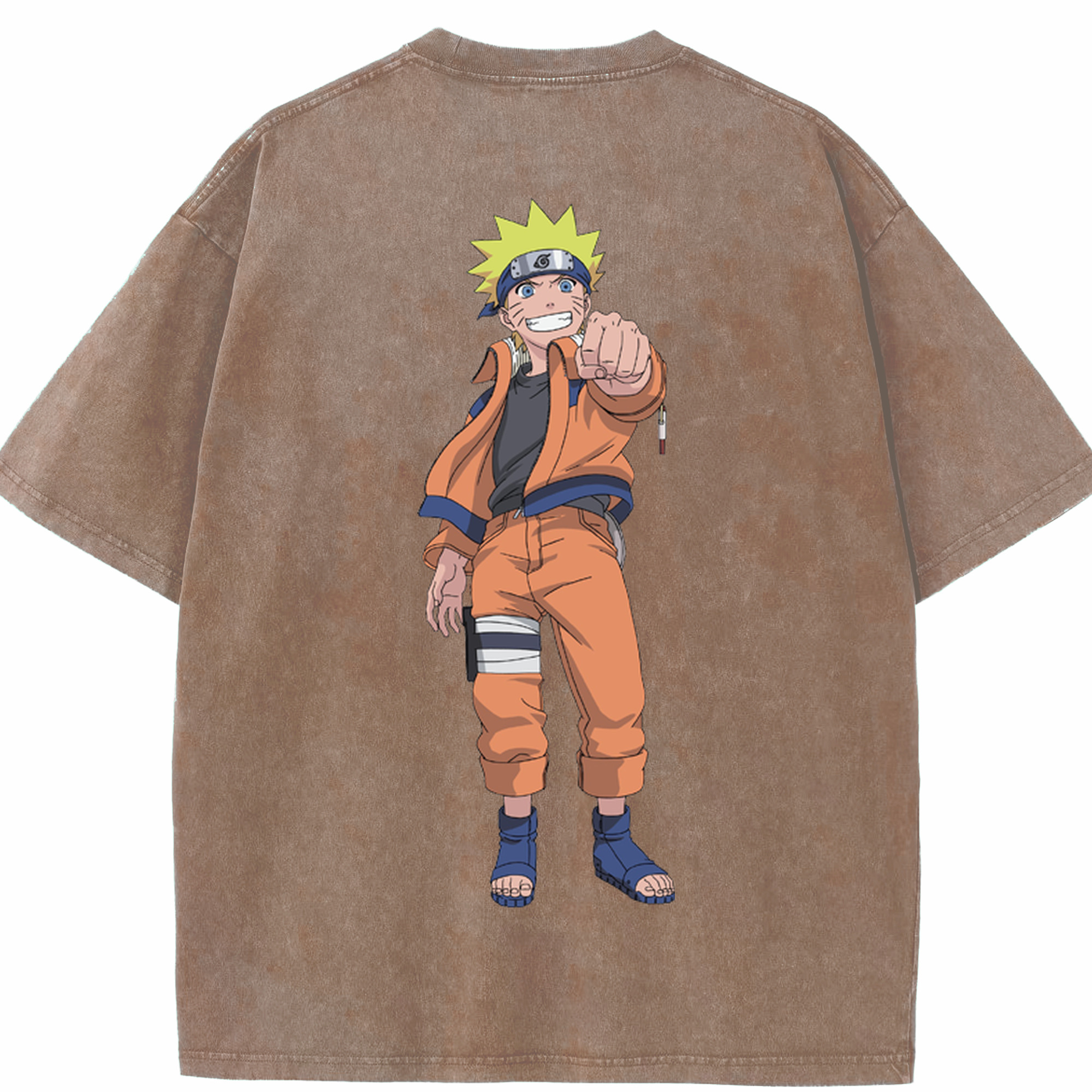 （画像用） NARUTO -ナルト- うずまき ナルト Uzumaki Naruto 綿100% ヴィンテージ風 半袖Tシャツ（背面プリント）