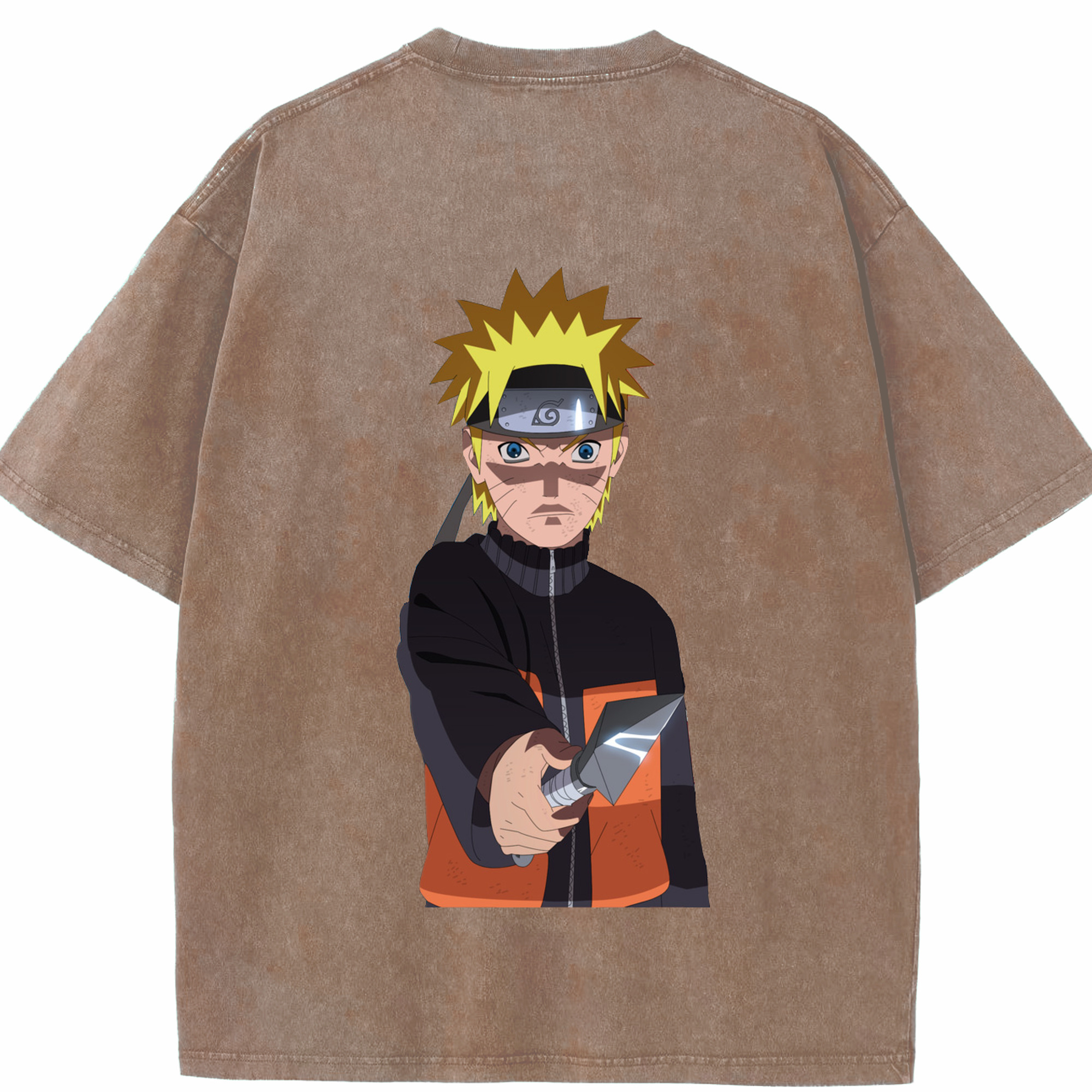 （画像用） NARUTO -ナルト- うずまき ナルト Uzumaki Naruto 綿100% ヴィンテージ風 半袖Tシャツ（背面プリント）