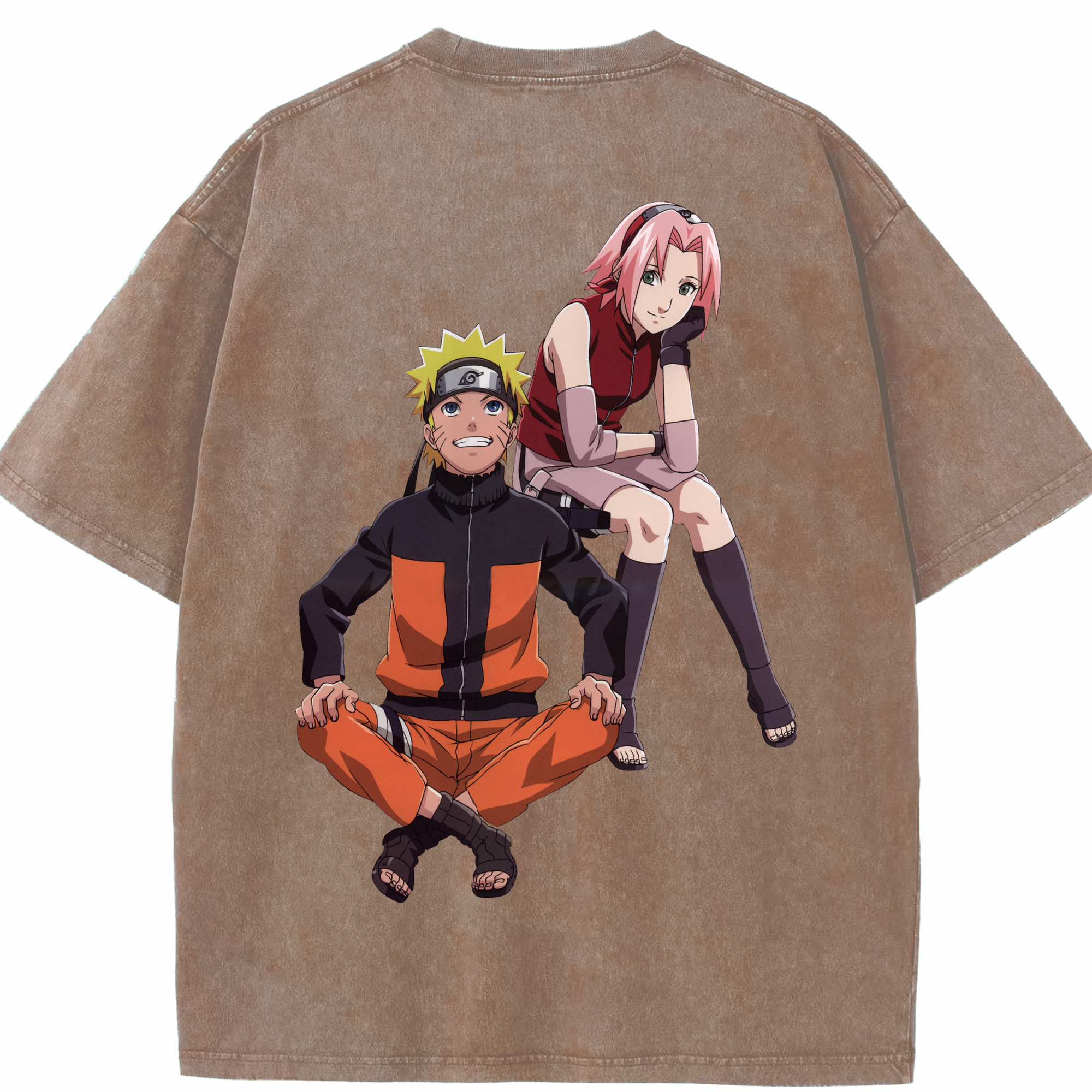 （画像用） NARUTO -ナルト- うずまき ナルト Uzumaki Naruto 綿100% ヴィンテージ風 半袖Tシャツ（背面プリント）