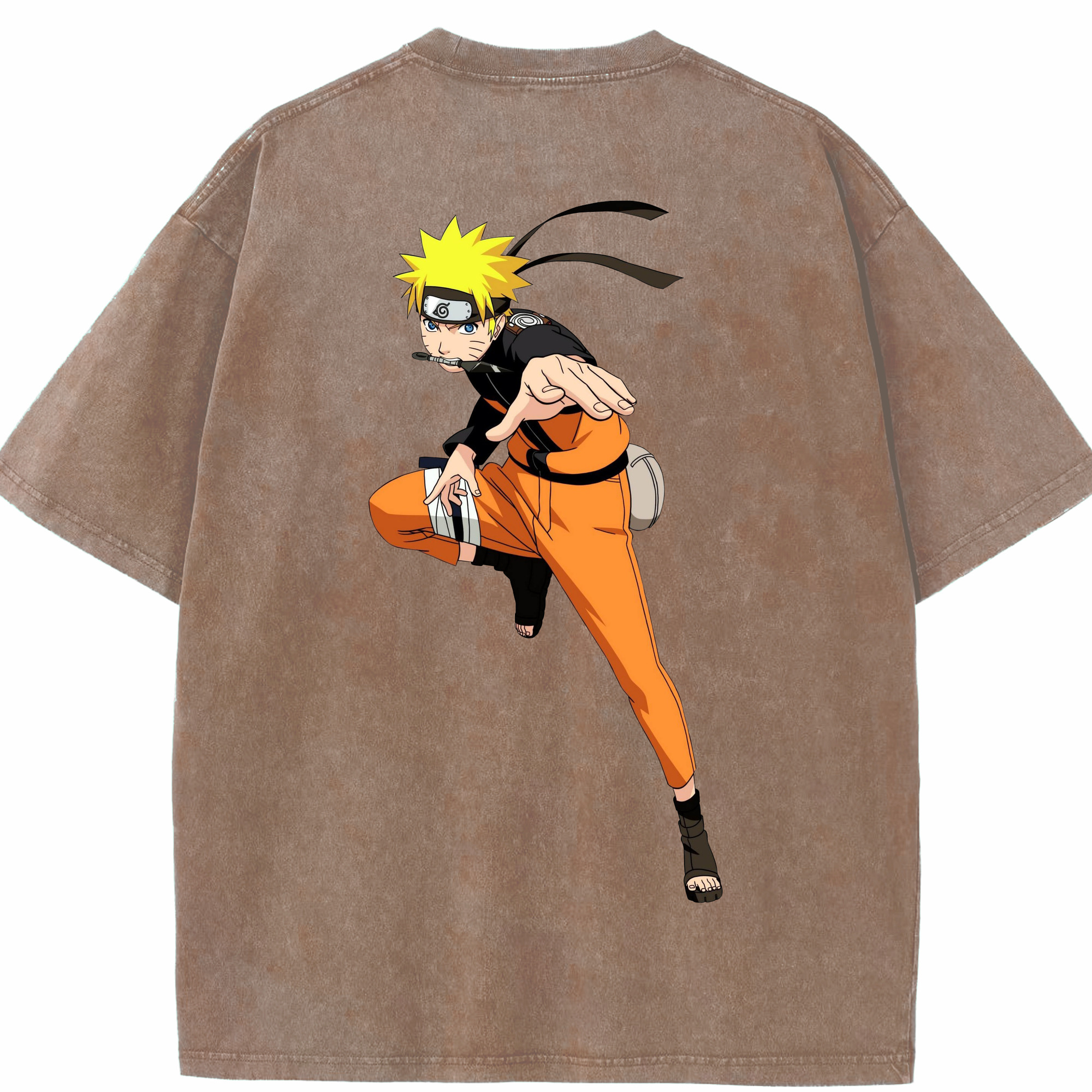 （画像用） NARUTO -ナルト- うずまき ナルト Uzumaki Naruto 綿100% ヴィンテージ風 半袖Tシャツ（背面プリント）