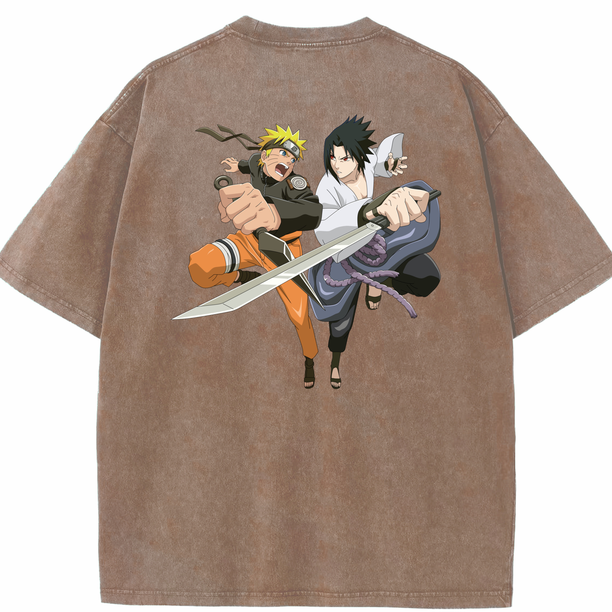 （画像用） NARUTO -ナルト- うずまき ナルト Uzumaki Naruto 綿100% ヴィンテージ風 半袖Tシャツ（背面プリント）