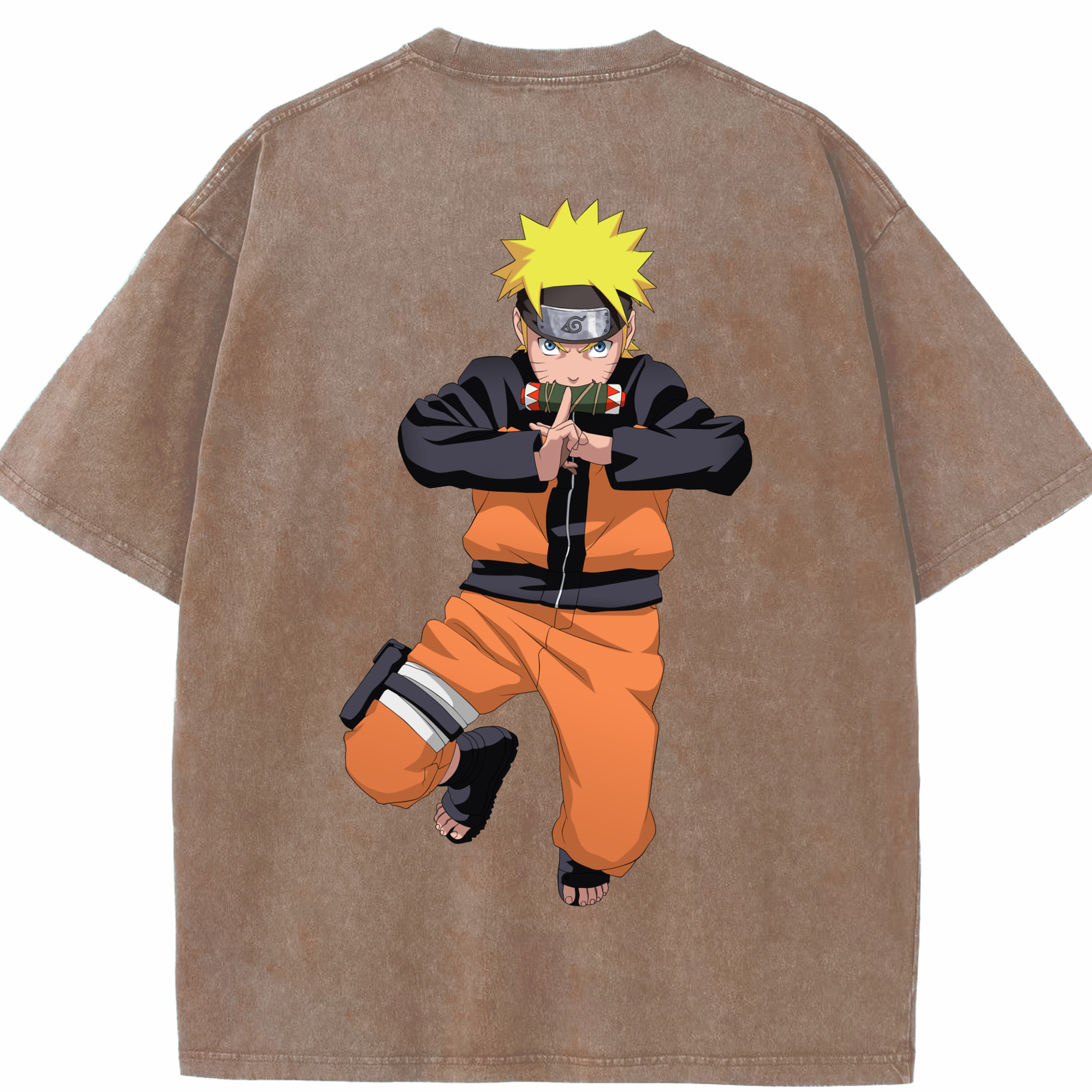 （画像用） NARUTO -ナルト- うずまき ナルト Uzumaki Naruto 綿100% ヴィンテージ風 半袖Tシャツ（背面プリント）