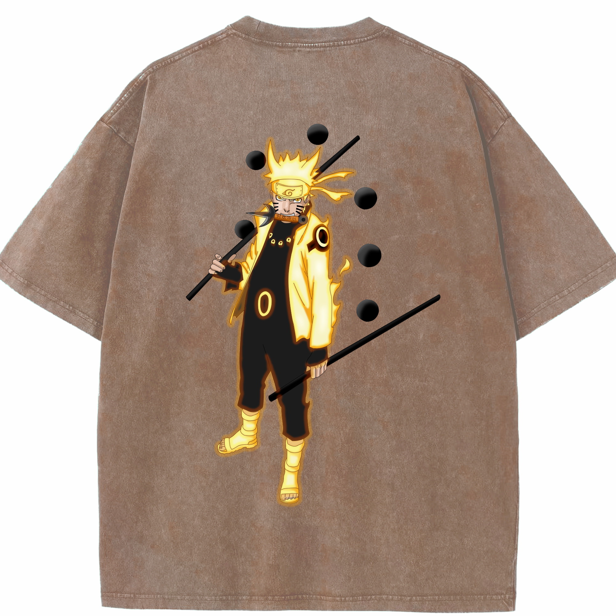 （画像用） NARUTO -ナルト- うずまき ナルト Uzumaki Naruto 綿100% ヴィンテージ風 半袖Tシャツ（背面プリント）
