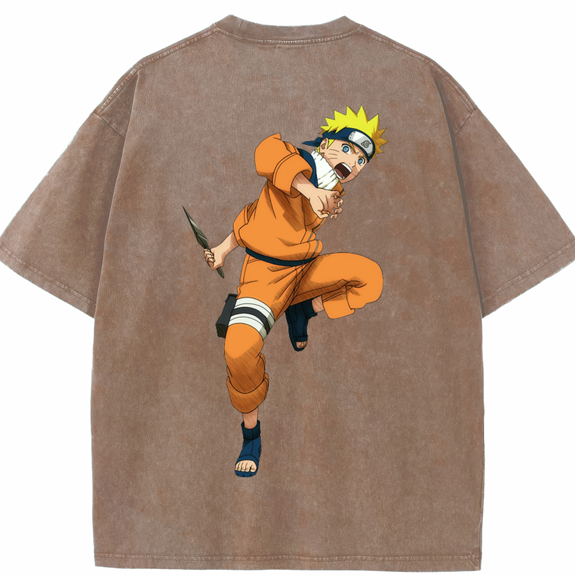 （画像用） NARUTO -ナルト- うずまき ナルト Uzumaki Naruto 綿100% ヴィンテージ風 半袖Tシャツ（背面プリント）