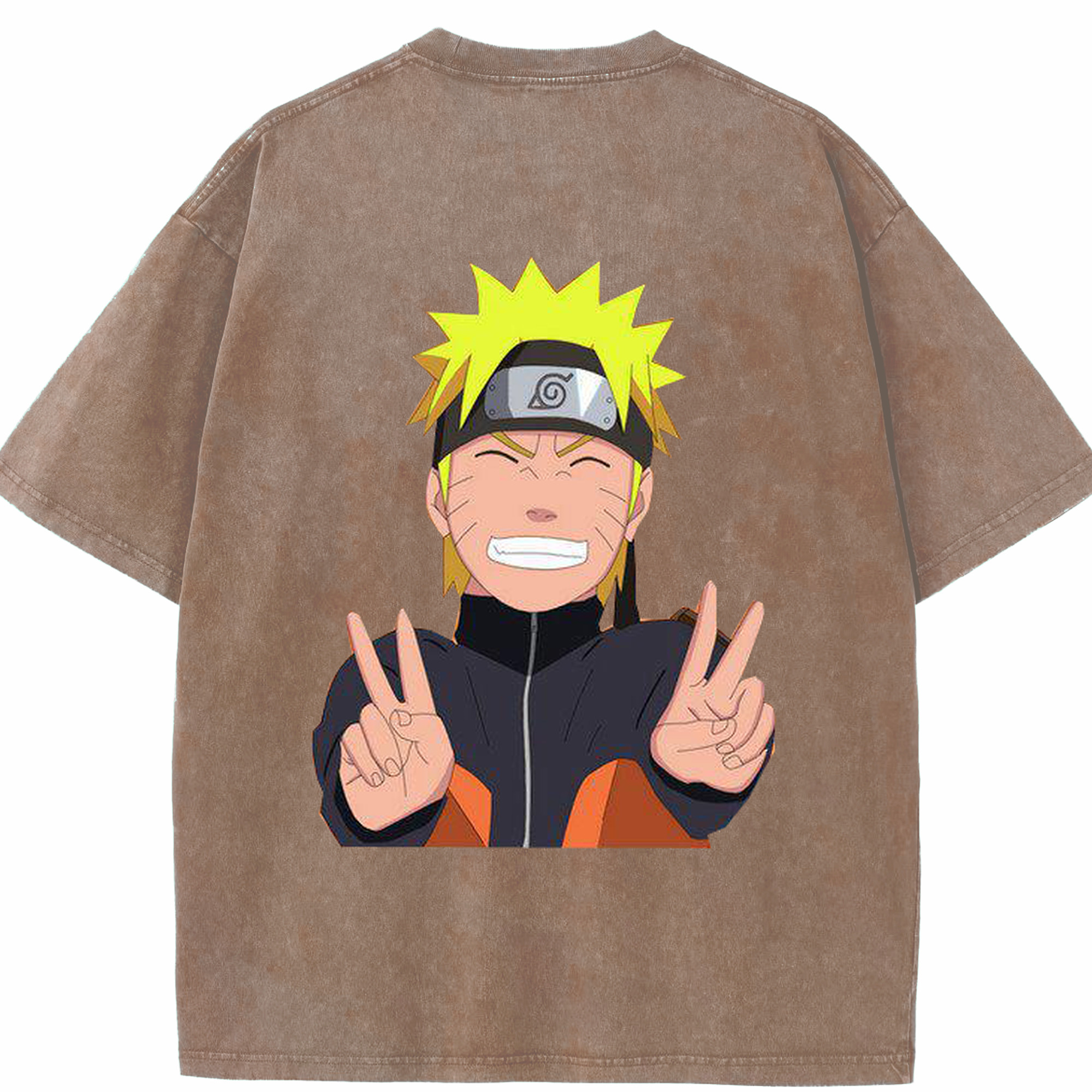 （画像用） NARUTO -ナルト- うずまき ナルト Uzumaki Naruto 綿100% ヴィンテージ風 半袖Tシャツ（背面プリント）