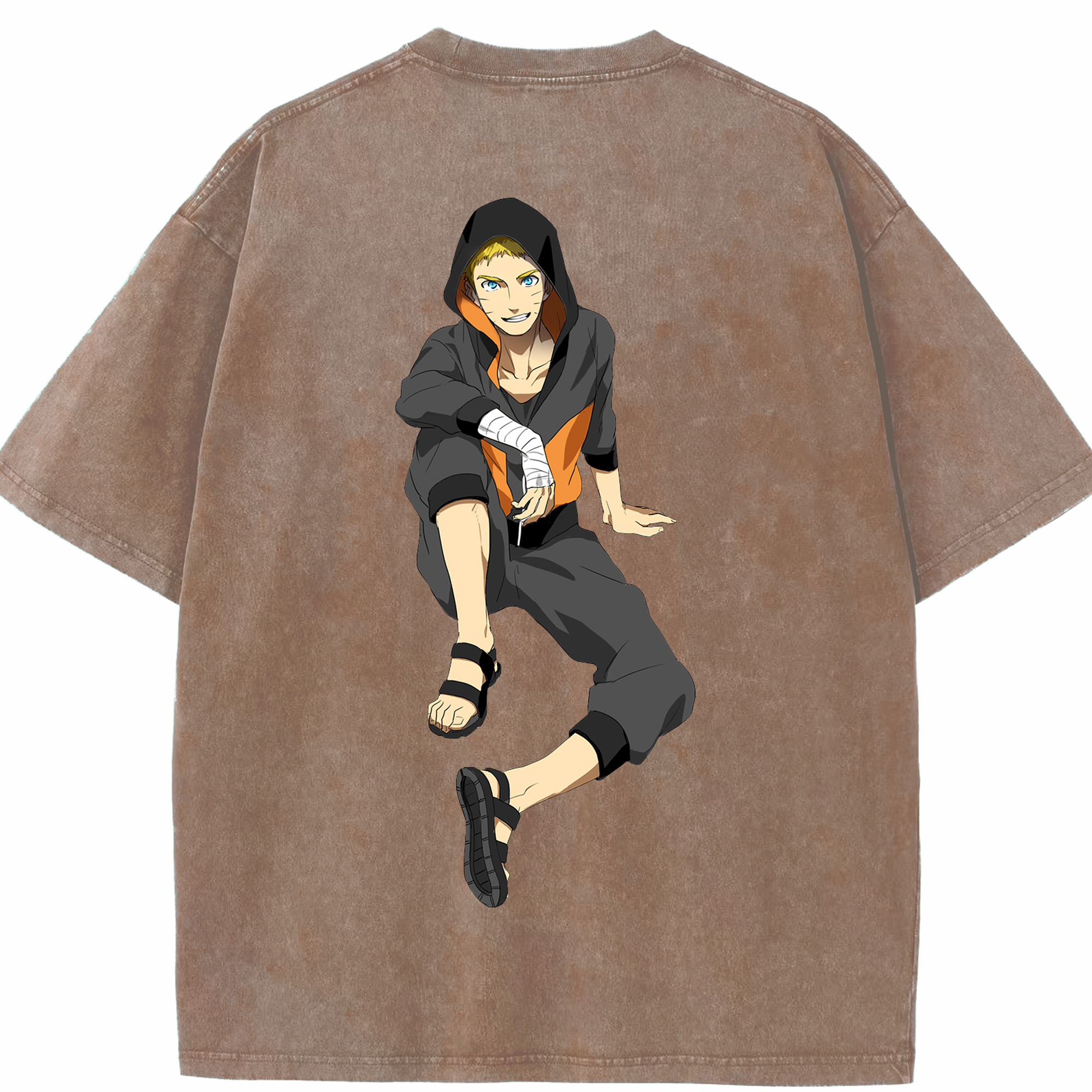 （画像用） NARUTO -ナルト- うずまき ナルト Uzumaki Naruto 綿100% ヴィンテージ風 半袖Tシャツ（背面プリント）