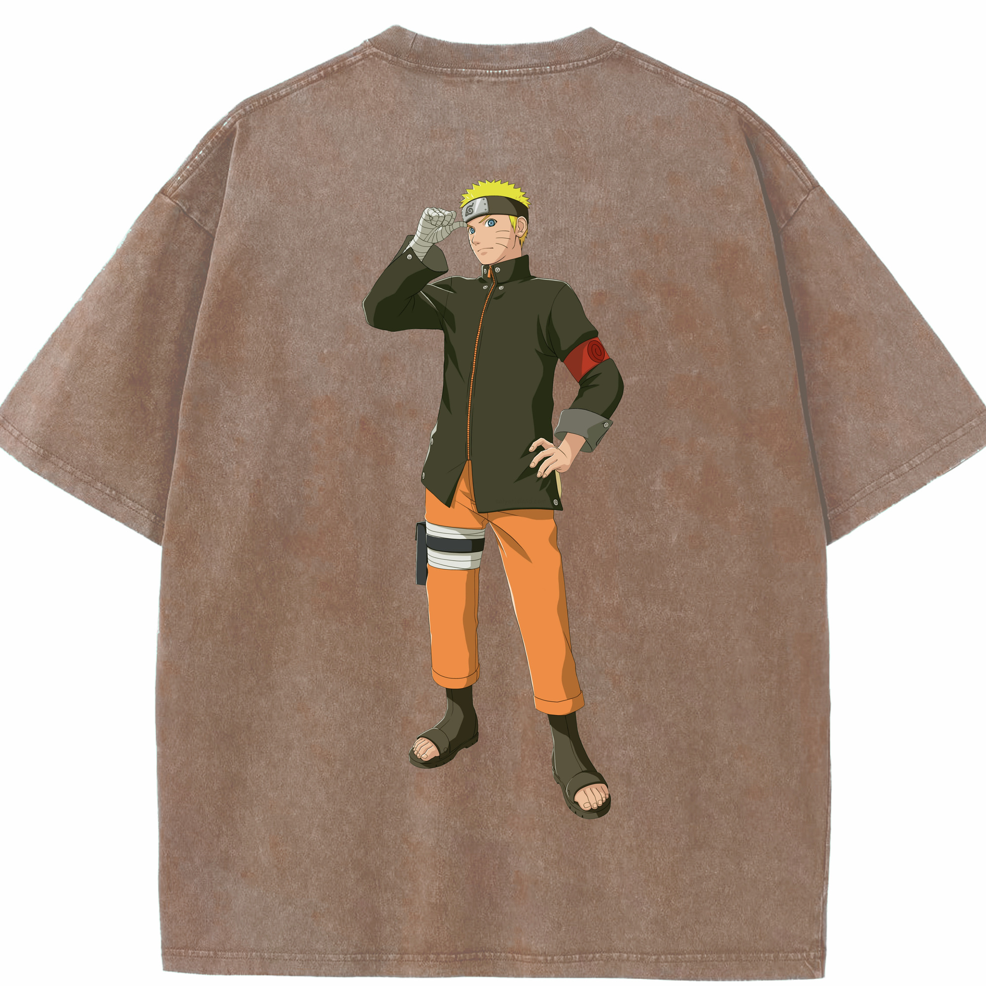 （画像用） NARUTO -ナルト- うずまき ナルト Uzumaki Naruto 綿100% ヴィンテージ風 半袖Tシャツ（背面プリント）