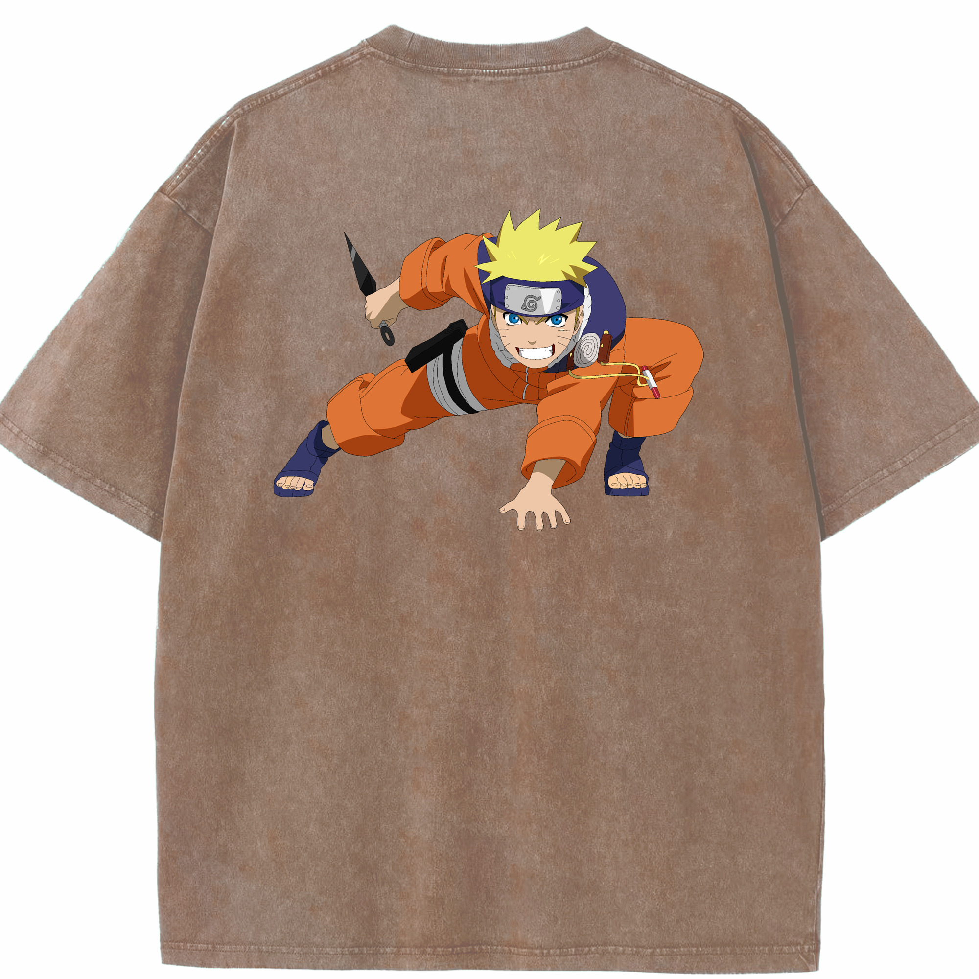 （画像用） NARUTO -ナルト- うずまき ナルト Uzumaki Naruto 綿100% ヴィンテージ風 半袖Tシャツ（背面プリント）