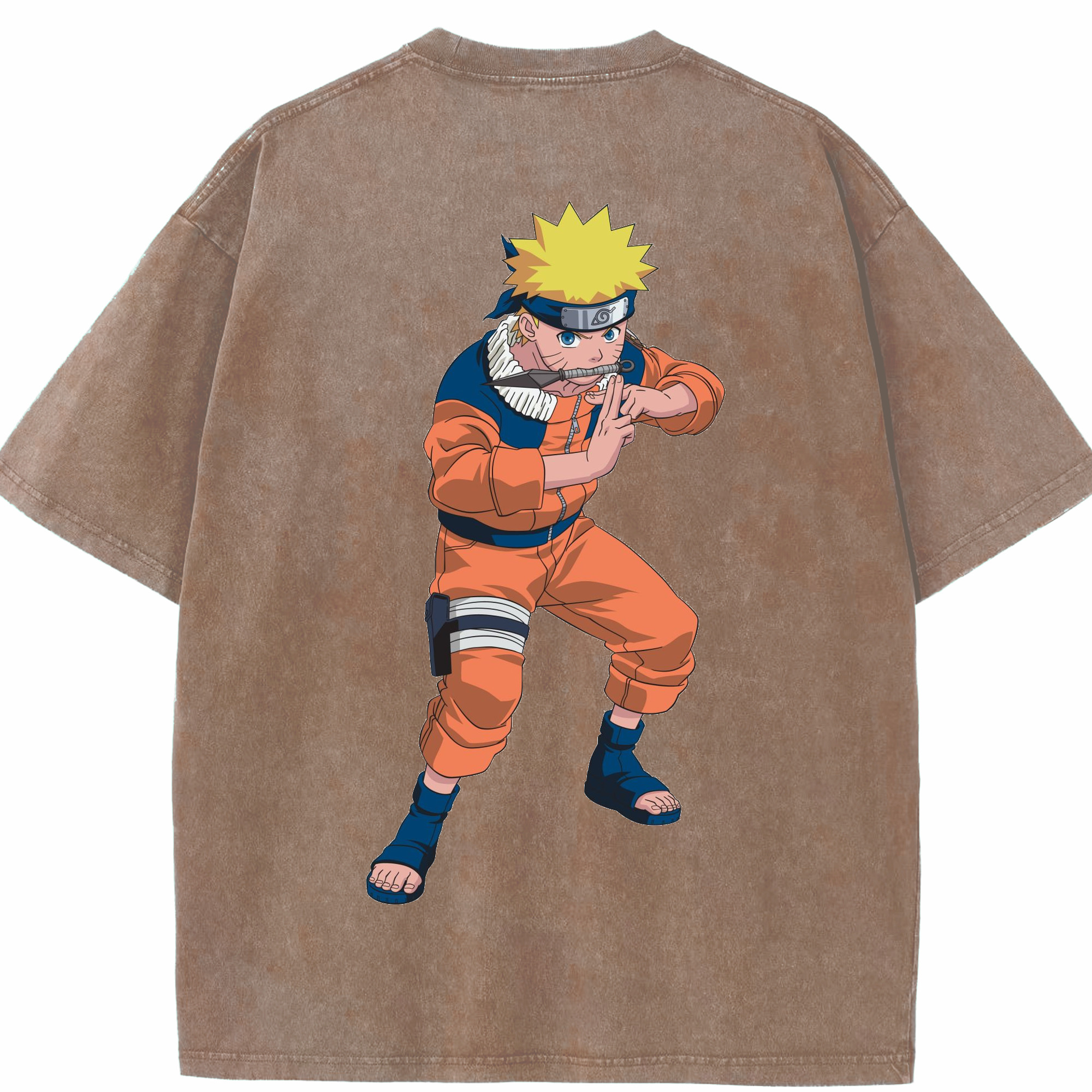 （画像用） NARUTO -ナルト- うずまき ナルト Uzumaki Naruto 綿100% ヴィンテージ風 半袖Tシャツ（背面プリント）