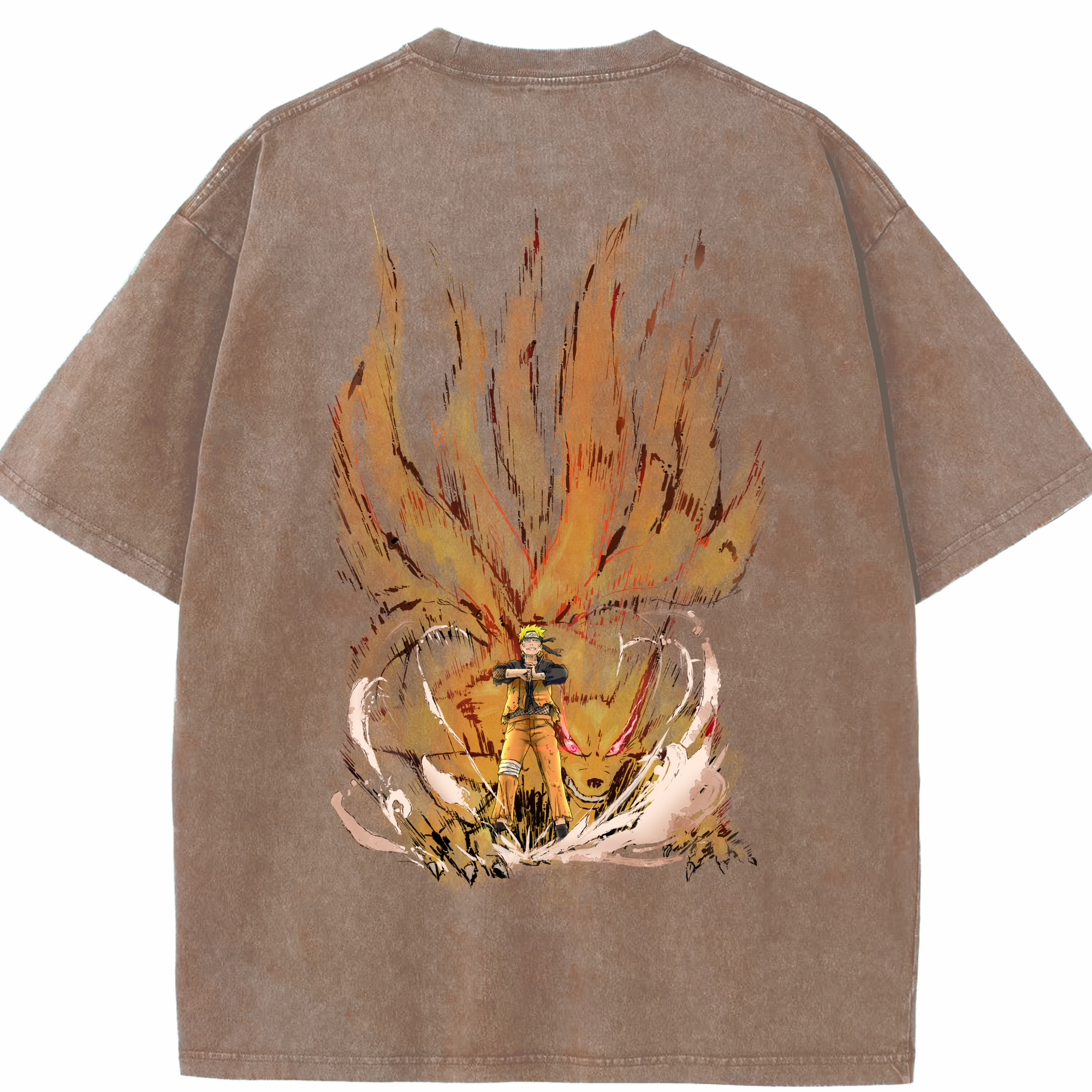（画像用） NARUTO -ナルト- うずまき ナルト Uzumaki Naruto 綿100% ヴィンテージ風 半袖Tシャツ（背面プリント）