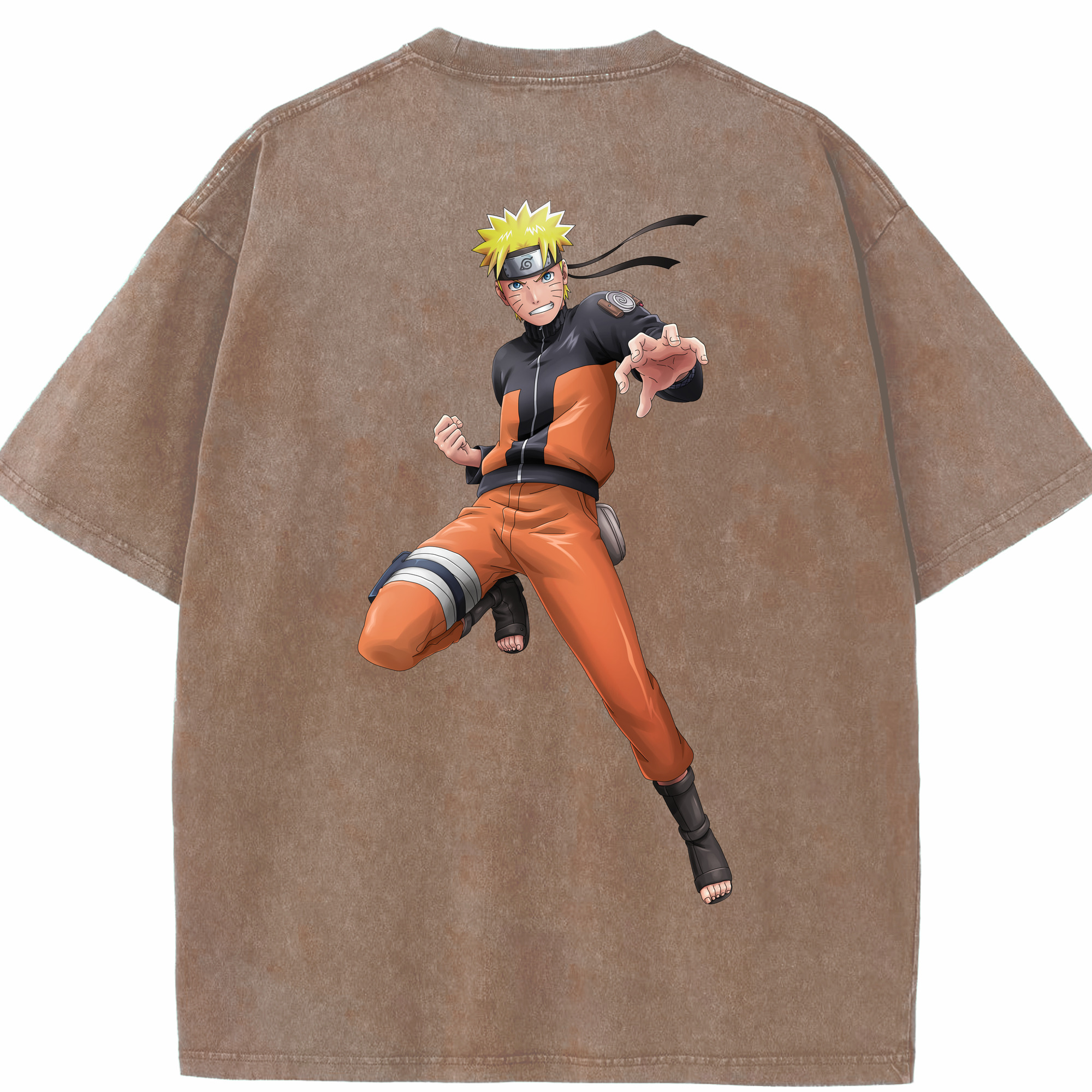 （画像用） NARUTO -ナルト- うずまき ナルト Uzumaki Naruto 綿100% ヴィンテージ風 半袖Tシャツ（背面プリント）