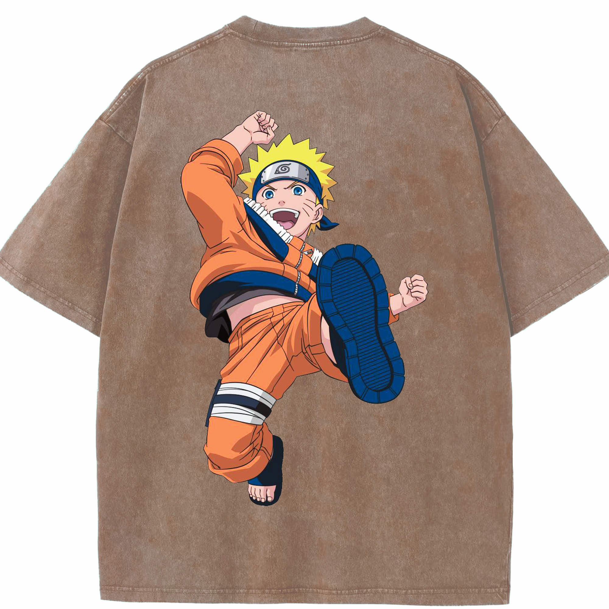 （画像用） NARUTO -ナルト- うずまき ナルト Uzumaki Naruto 綿100% ヴィンテージ風 半袖Tシャツ（背面プリント）