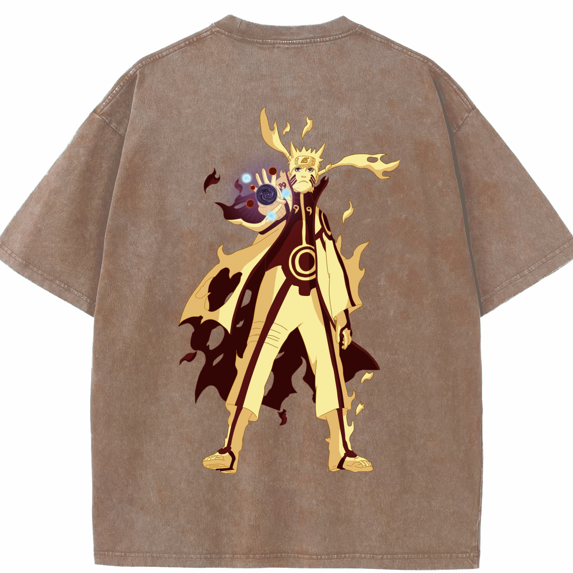 （画像用） NARUTO -ナルト- うずまき ナルト Uzumaki Naruto 綿100% ヴィンテージ風 半袖Tシャツ（背面プリント）