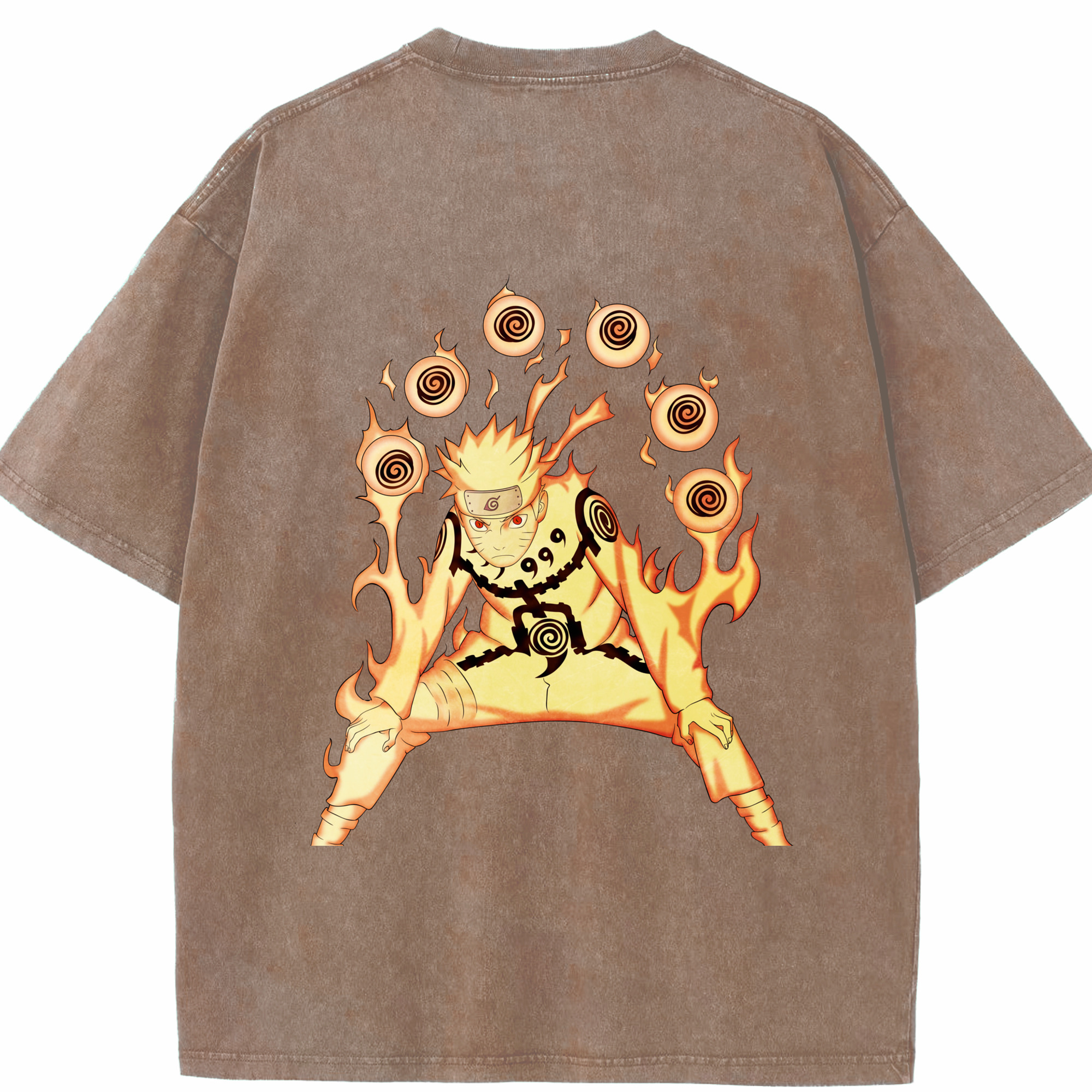 （画像用） NARUTO -ナルト- うずまき ナルト Uzumaki Naruto 綿100% ヴィンテージ風 半袖Tシャツ（背面プリント）