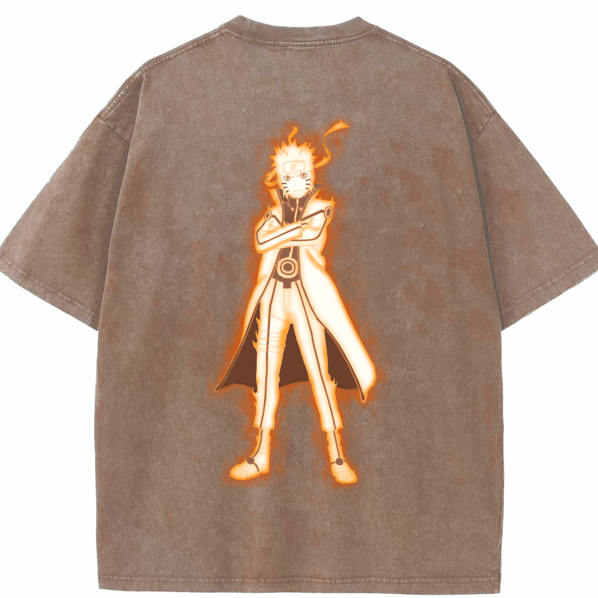 （画像用） NARUTO -ナルト- うずまき ナルト Uzumaki Naruto 綿100% ヴィンテージ風 半袖Tシャツ（背面プリント）