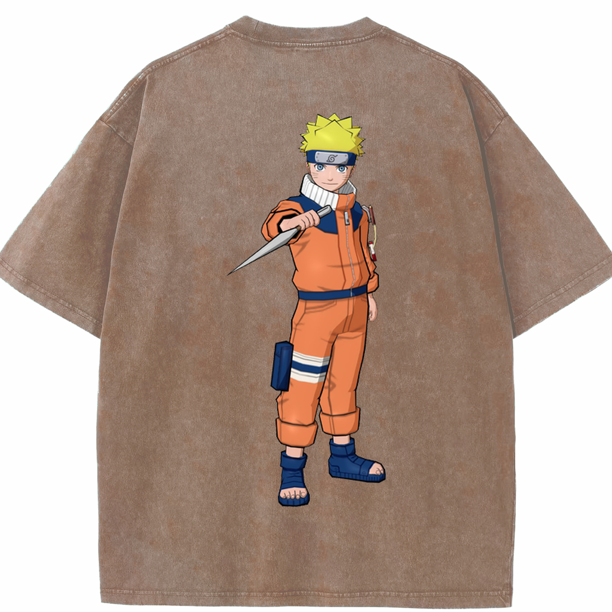 （画像用） NARUTO -ナルト- うずまき ナルト Uzumaki Naruto 綿100% ヴィンテージ風 半袖Tシャツ（背面プリント）