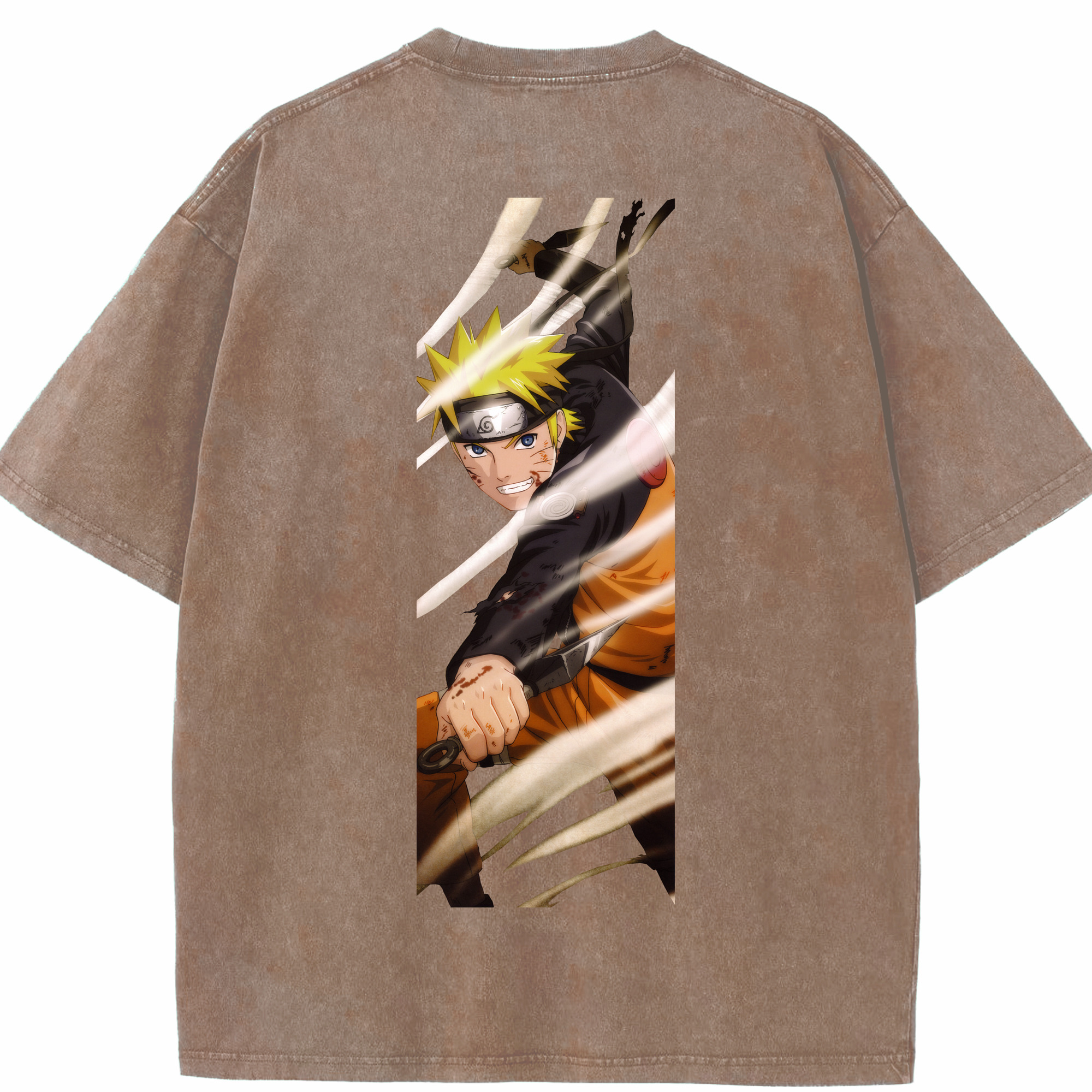 （画像用） NARUTO -ナルト- うずまき ナルト Uzumaki Naruto 綿100% ヴィンテージ風 半袖Tシャツ（背面プリント）