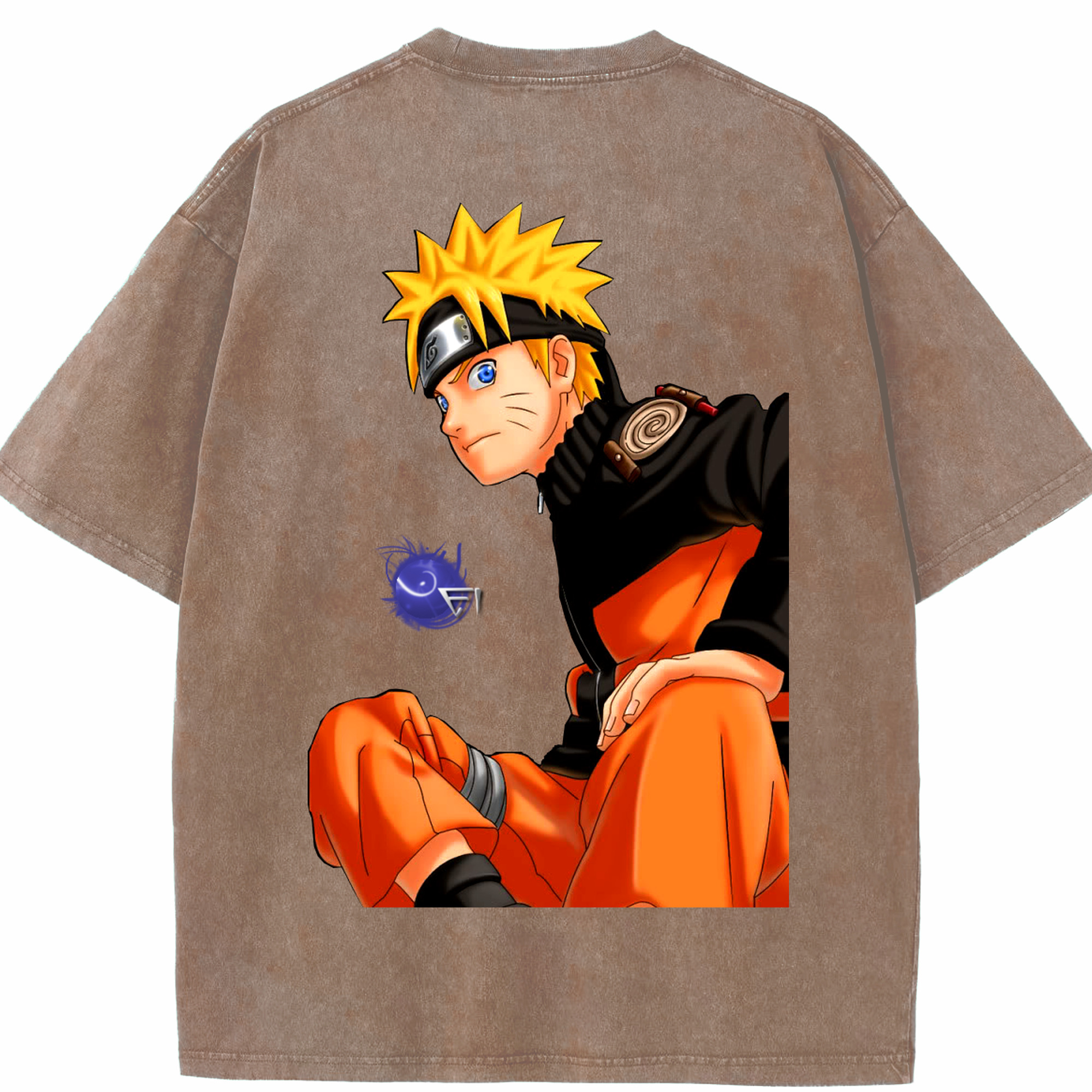 （画像用） NARUTO -ナルト- うずまき ナルト Uzumaki Naruto 綿100% ヴィンテージ風 半袖Tシャツ（背面プリント）