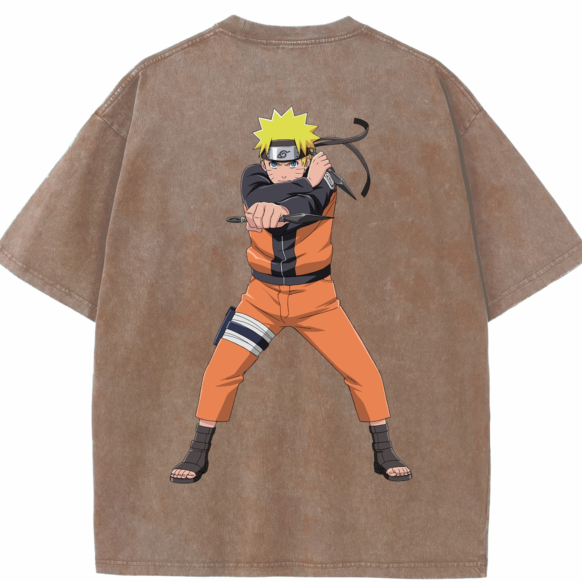 （画像用） NARUTO -ナルト- うずまき ナルト Uzumaki Naruto 綿100% ヴィンテージ風 半袖Tシャツ（背面プリント）