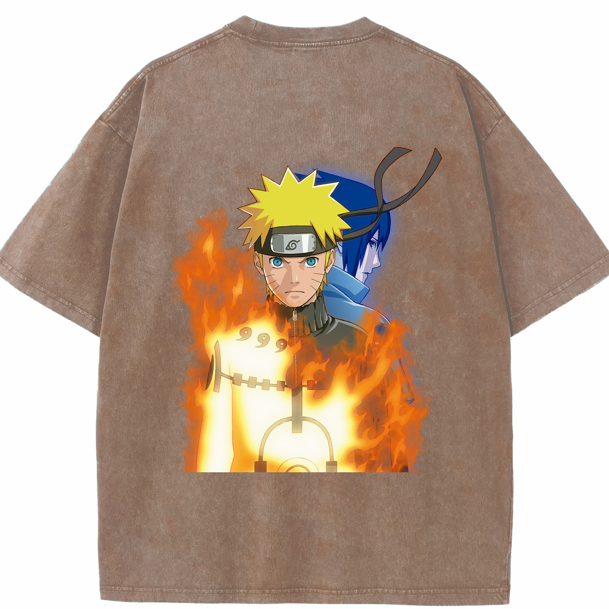 （画像用） NARUTO -ナルト- うずまき ナルト Uzumaki Naruto 綿100% ヴィンテージ風 半袖Tシャツ（背面プリント）