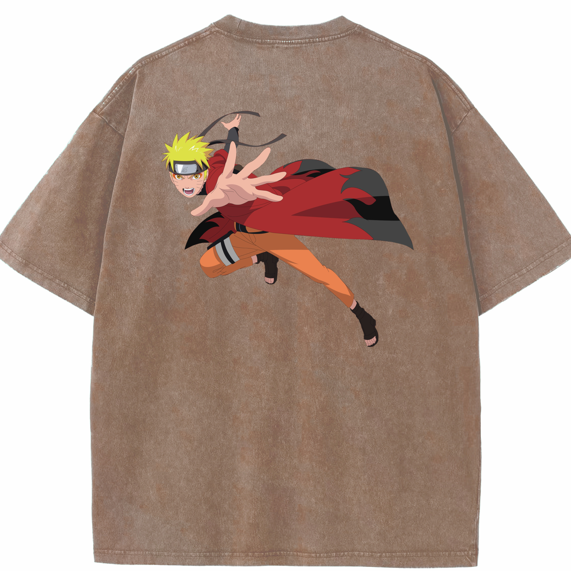 （画像用） NARUTO -ナルト- うずまき ナルト Uzumaki Naruto 綿100% ヴィンテージ風 半袖Tシャツ（背面プリント）