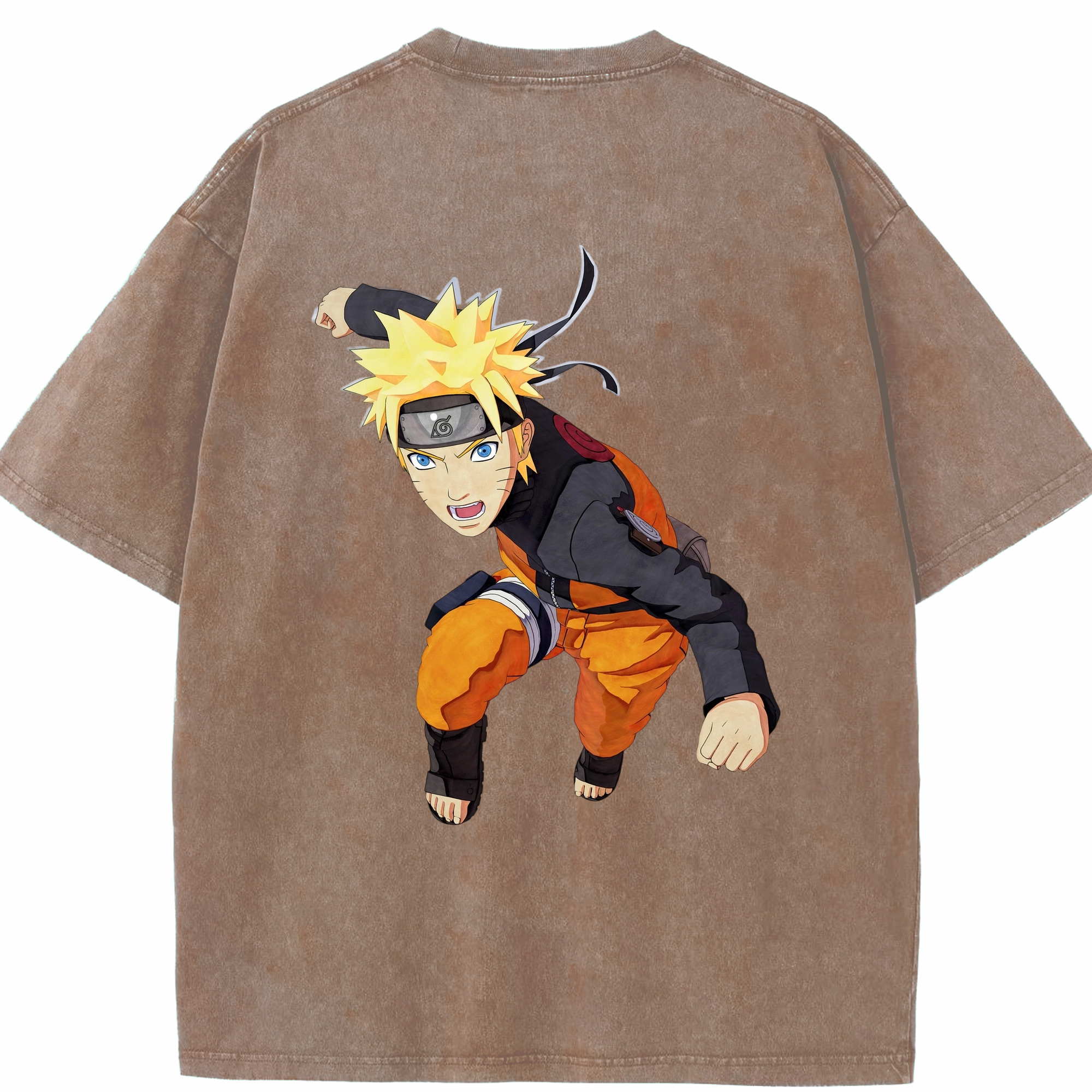 （画像用） NARUTO -ナルト- うずまき ナルト Uzumaki Naruto 綿100% ヴィンテージ風 半袖Tシャツ（背面プリント）