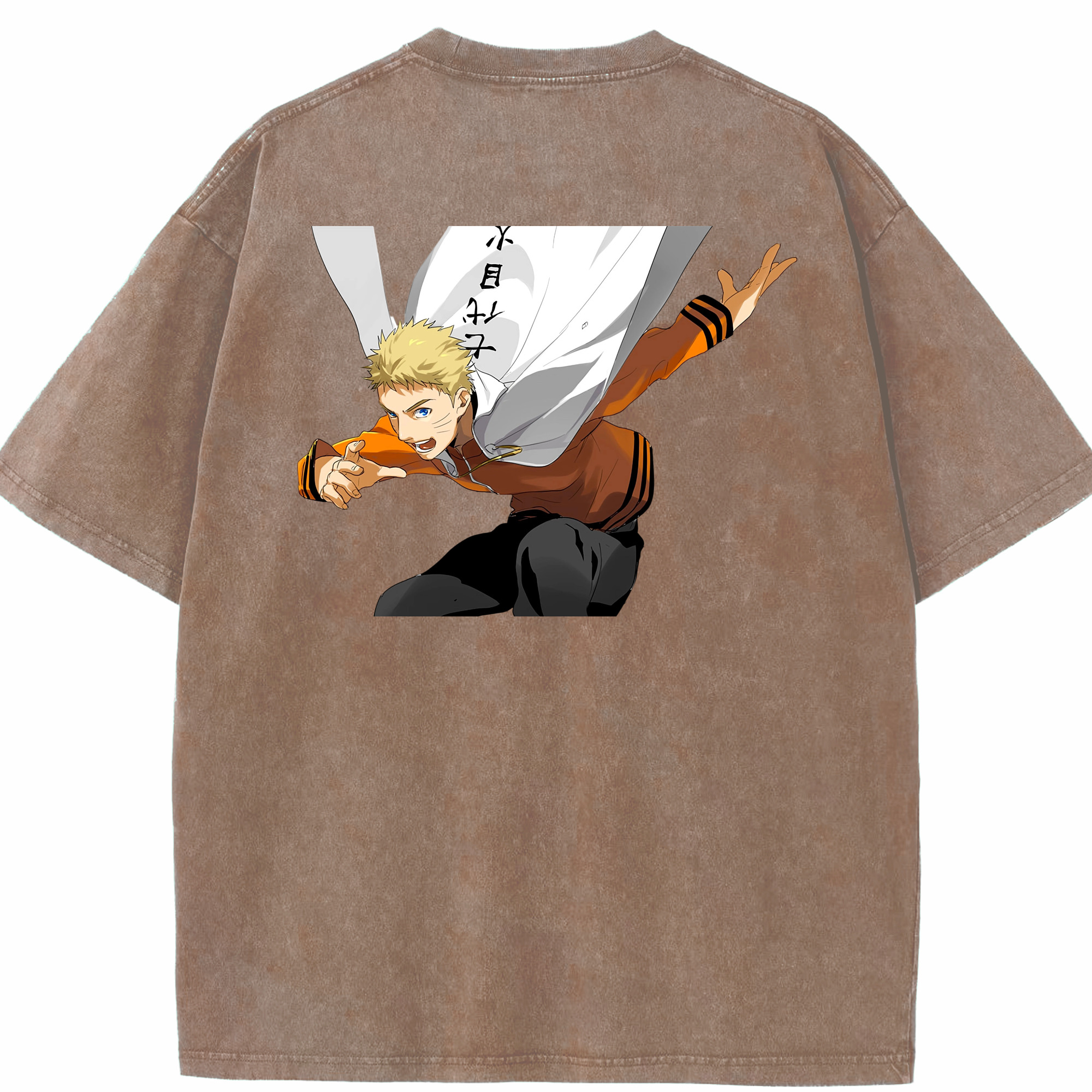 （画像用） NARUTO -ナルト- うずまき ナルト Uzumaki Naruto 綿100% ヴィンテージ風 半袖Tシャツ（背面プリント）