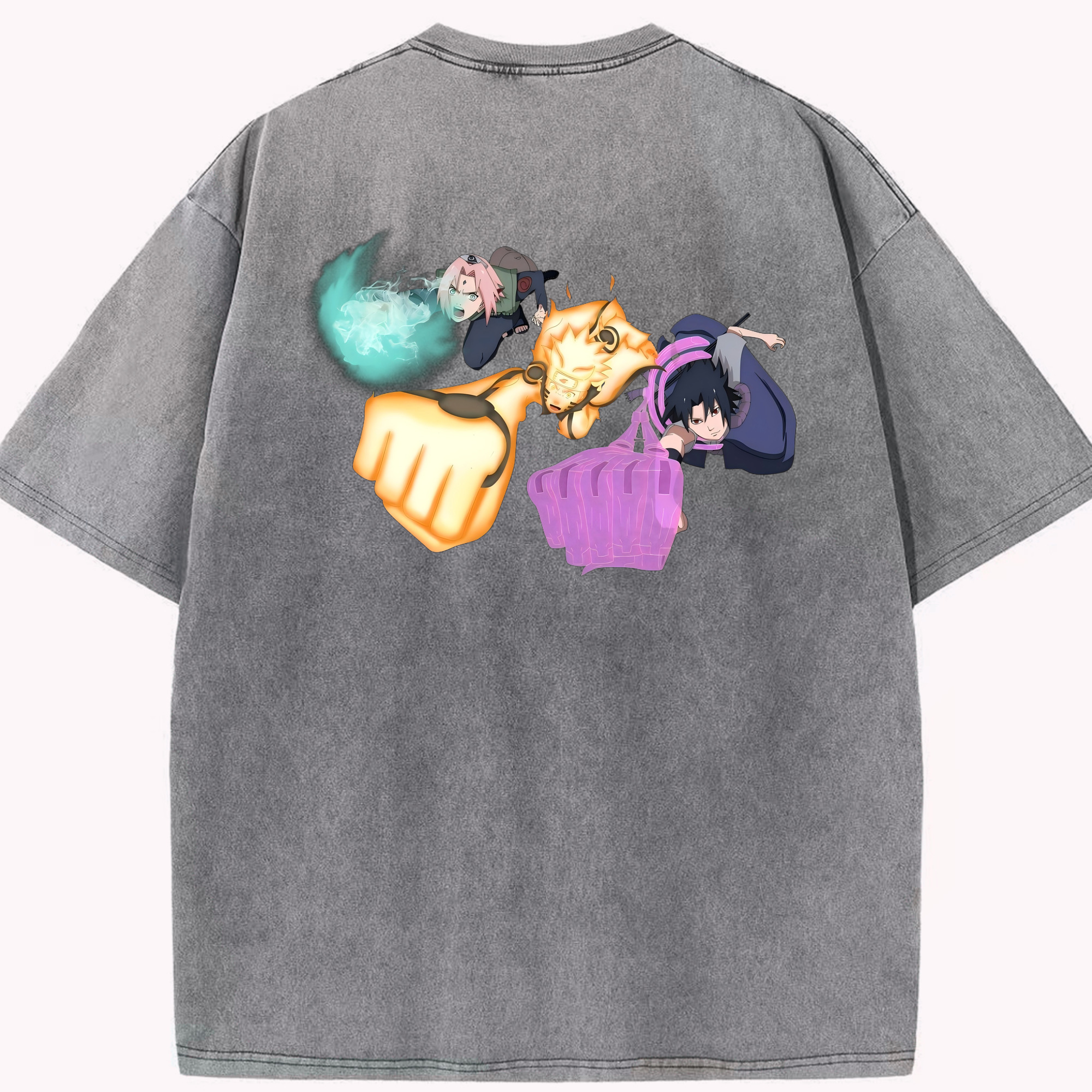 （画像用） NARUTO -ナルト- うずまき ナルト Uzumaki Naruto 綿100% ヴィンテージ風 半袖Tシャツ（背面プリント）