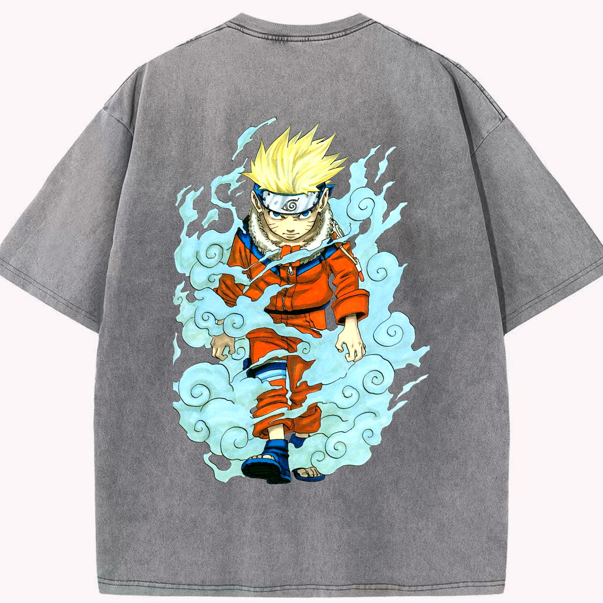 （画像用） NARUTO -ナルト- うずまき ナルト Uzumaki Naruto 綿100% ヴィンテージ風 半袖Tシャツ（背面プリント）
