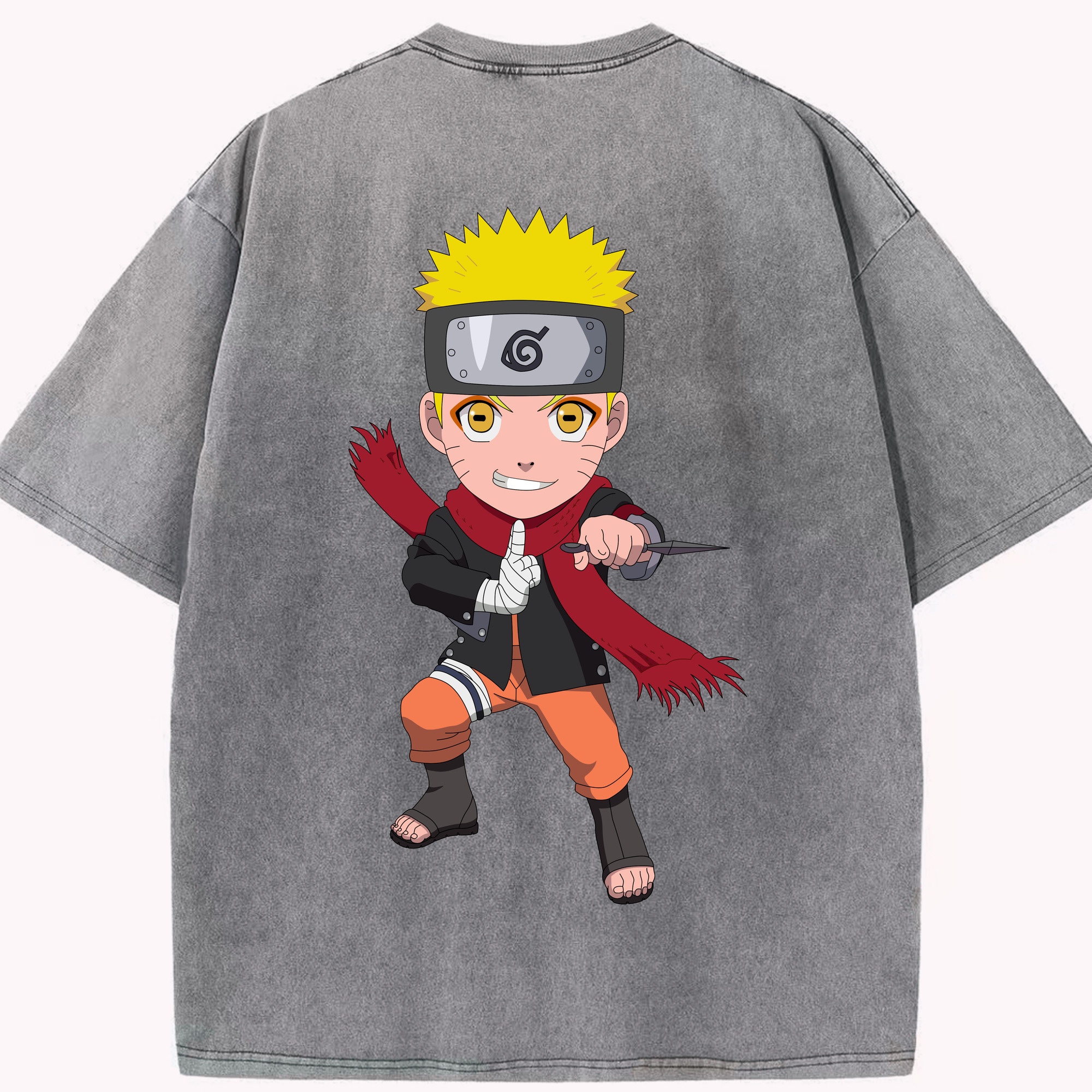 （画像用） NARUTO -ナルト- うずまき ナルト Uzumaki Naruto 綿100% ヴィンテージ風 半袖Tシャツ（背面プリント）