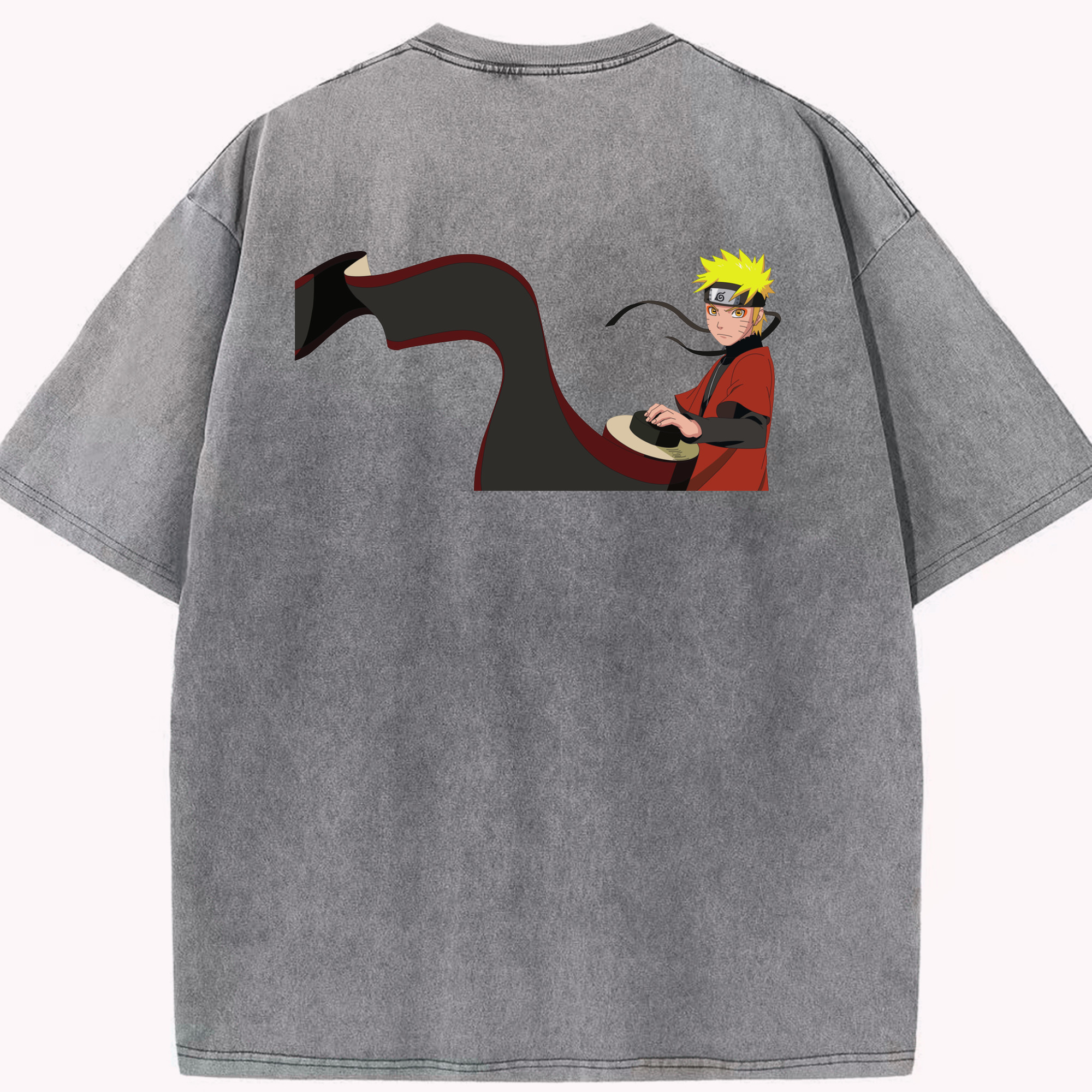 （画像用） NARUTO -ナルト- うずまき ナルト Uzumaki Naruto 綿100% ヴィンテージ風 半袖Tシャツ（背面プリント）