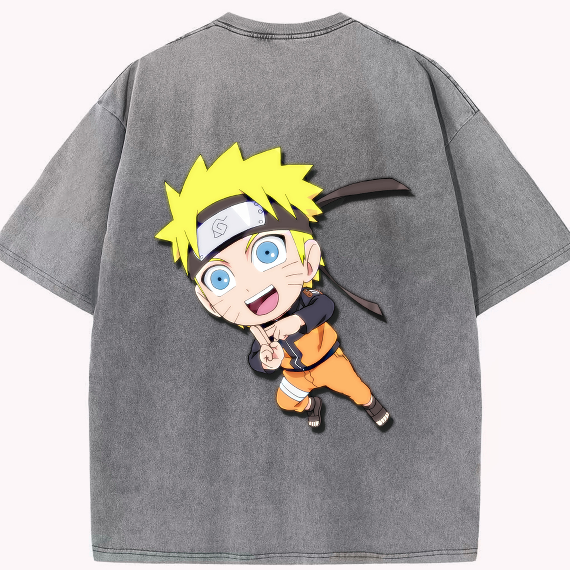 （画像用） NARUTO -ナルト- うずまき ナルト Uzumaki Naruto 綿100% ヴィンテージ風 半袖Tシャツ（背面プリント）