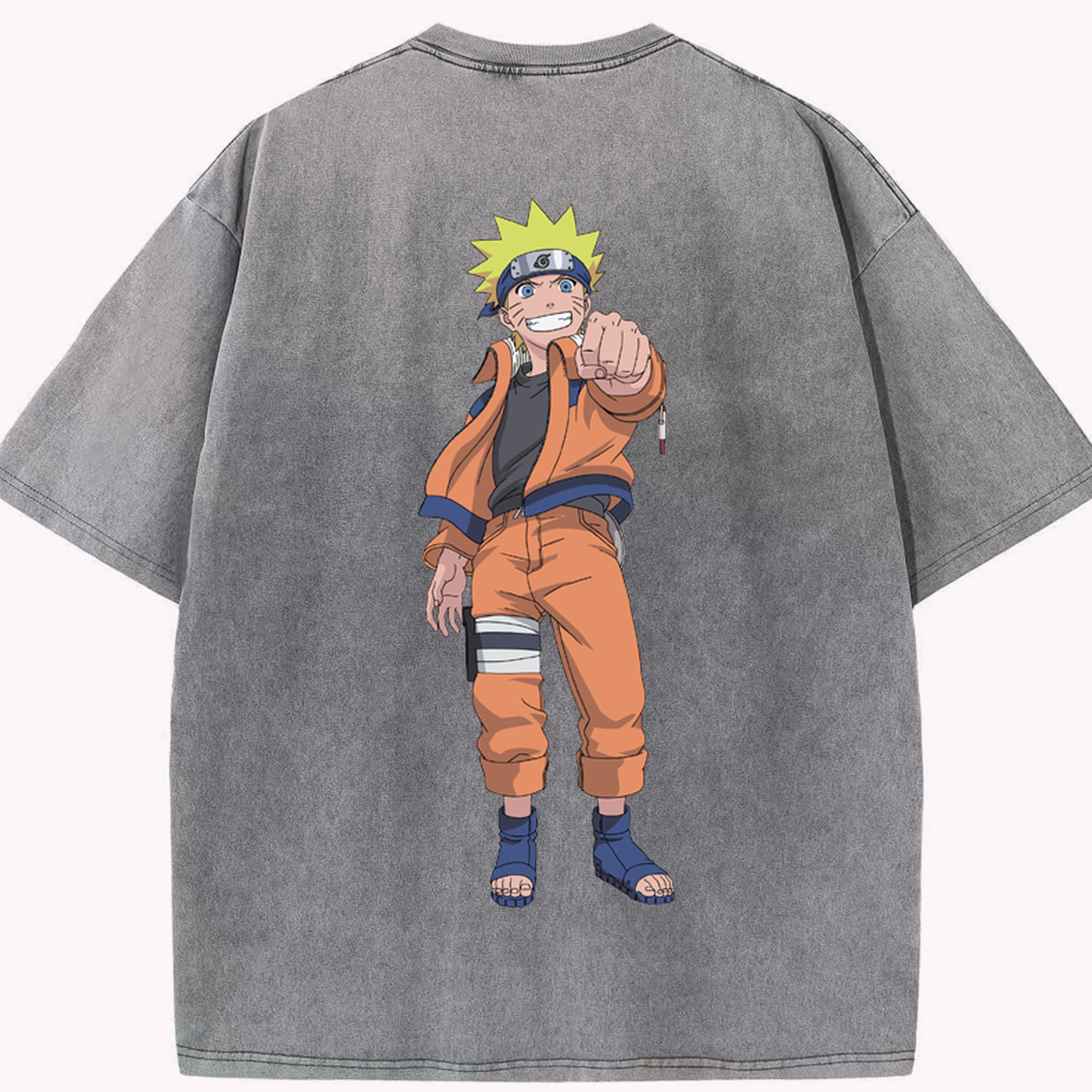 （画像用） NARUTO -ナルト- うずまき ナルト Uzumaki Naruto 綿100% ヴィンテージ風 半袖Tシャツ（背面プリント）