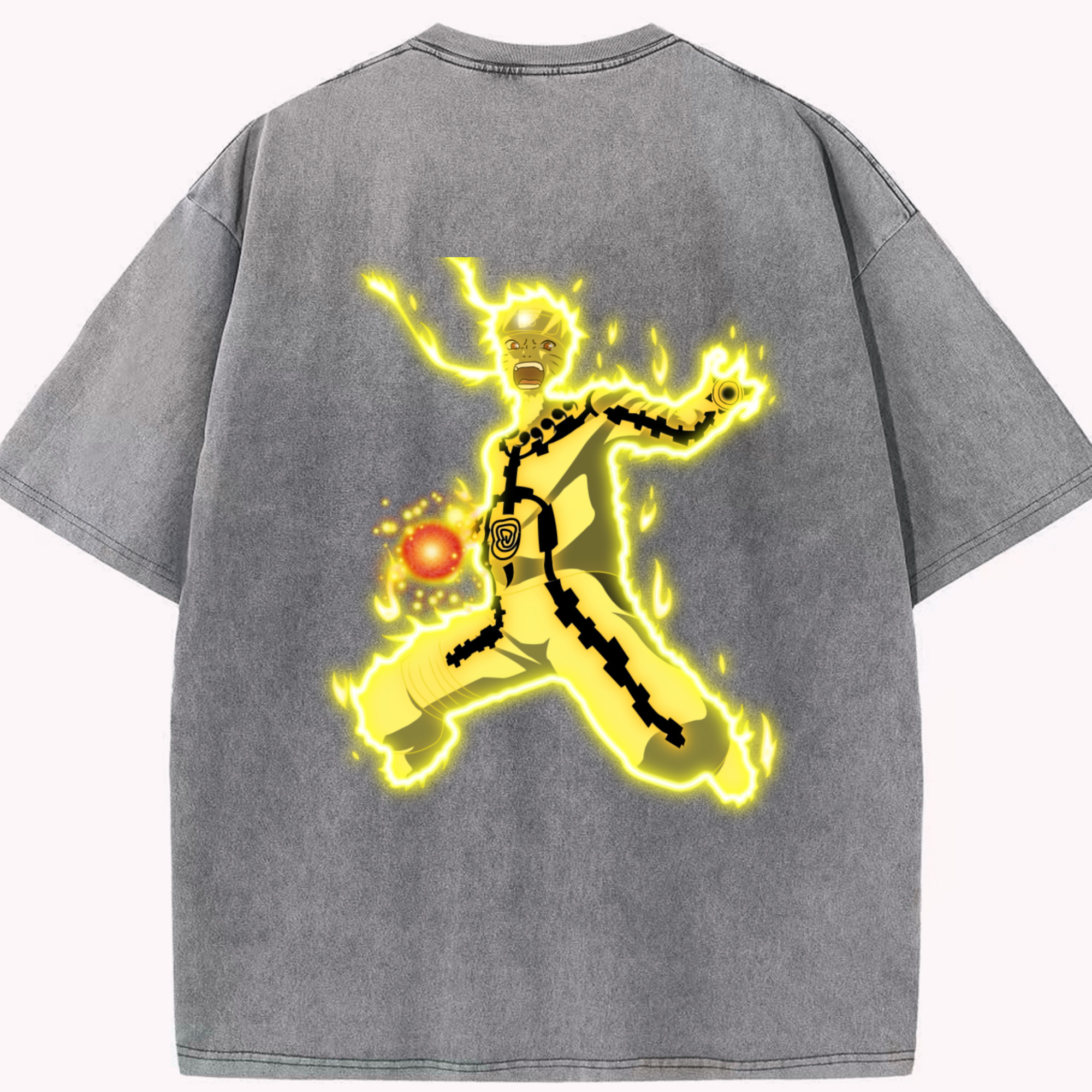 （画像用） NARUTO -ナルト- うずまき ナルト Uzumaki Naruto 綿100% ヴィンテージ風 半袖Tシャツ（背面プリント）