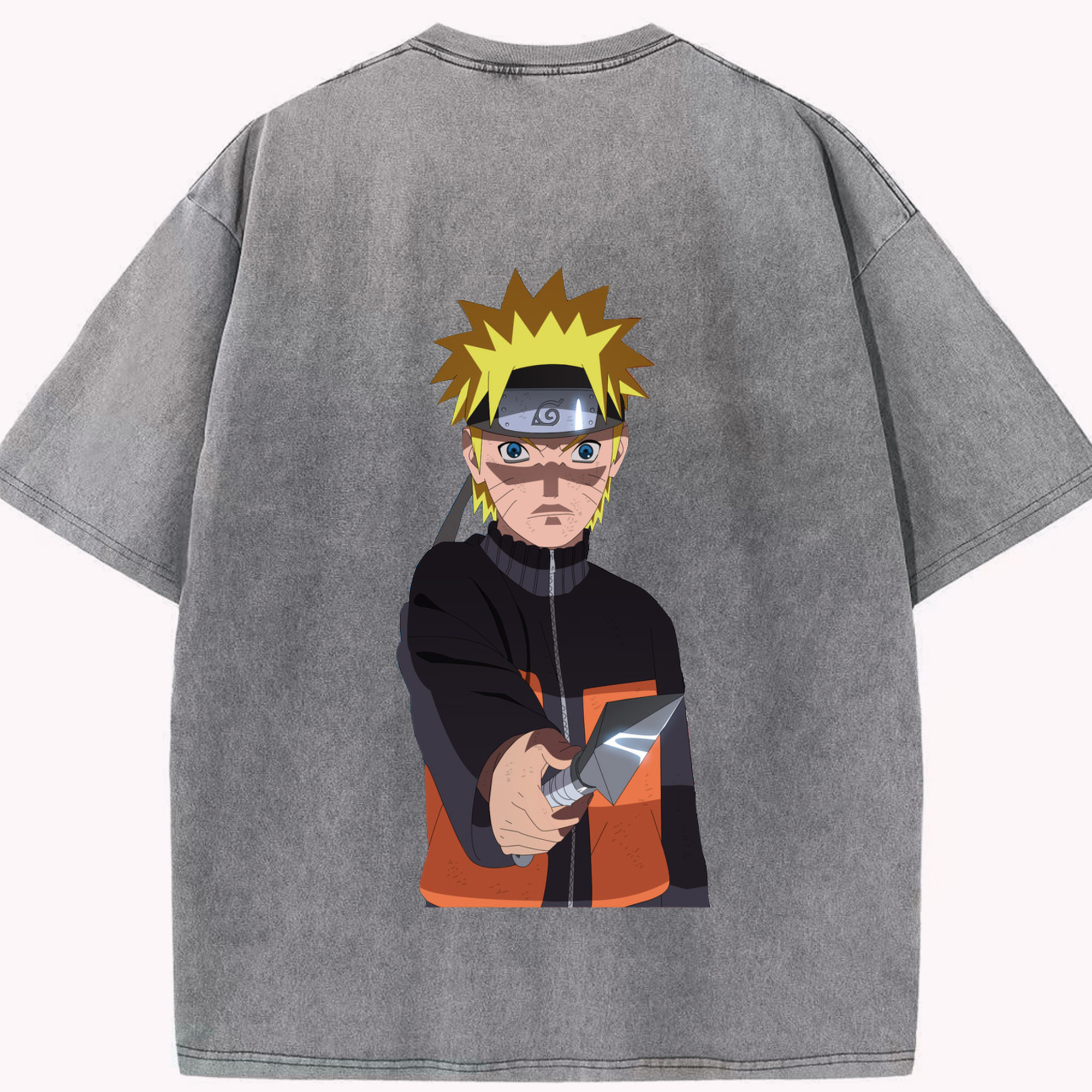 （画像用） NARUTO -ナルト- うずまき ナルト Uzumaki Naruto 綿100% ヴィンテージ風 半袖Tシャツ（背面プリント）