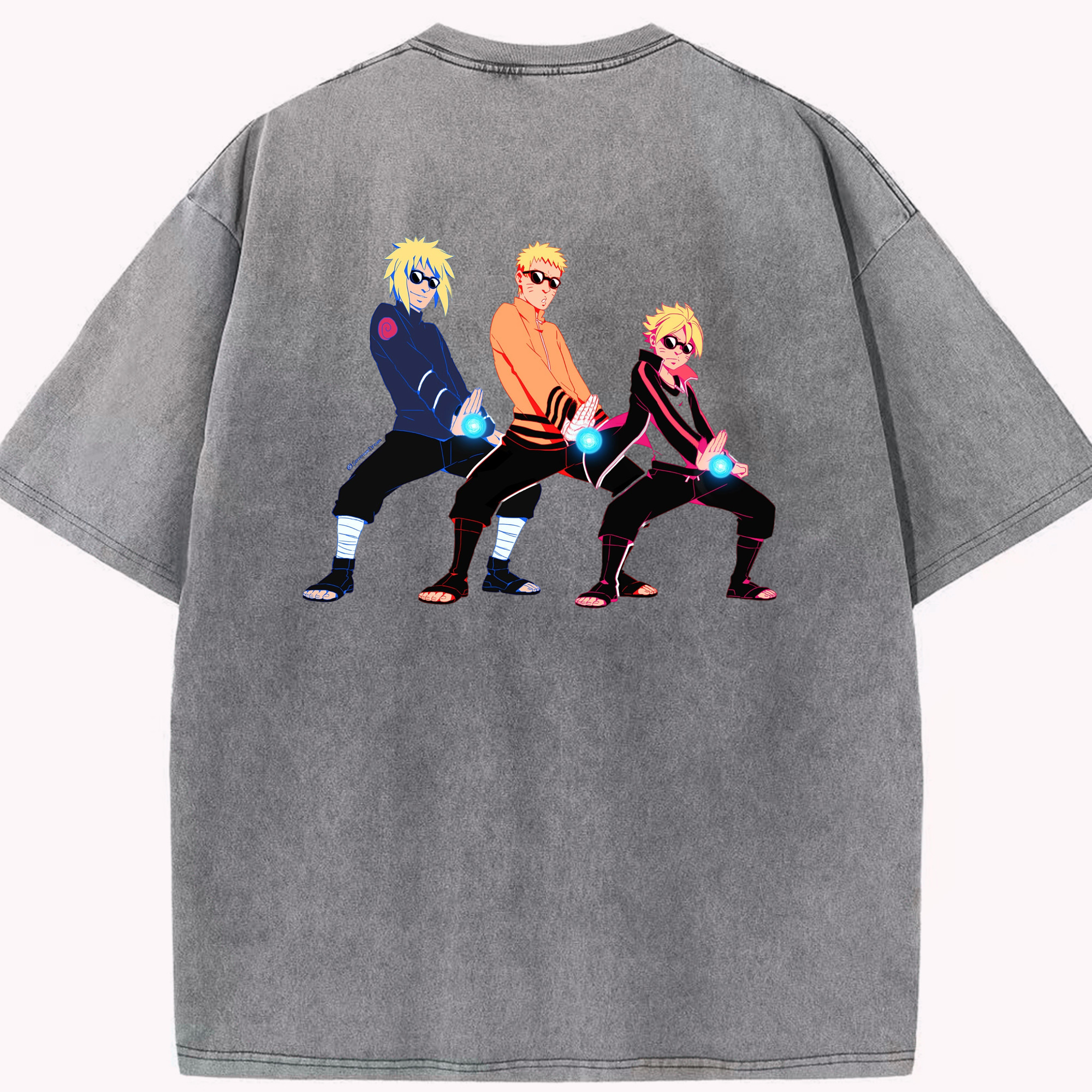 （画像用） NARUTO -ナルト- うずまき ナルト Uzumaki Naruto 綿100% ヴィンテージ風 半袖Tシャツ（背面プリント）