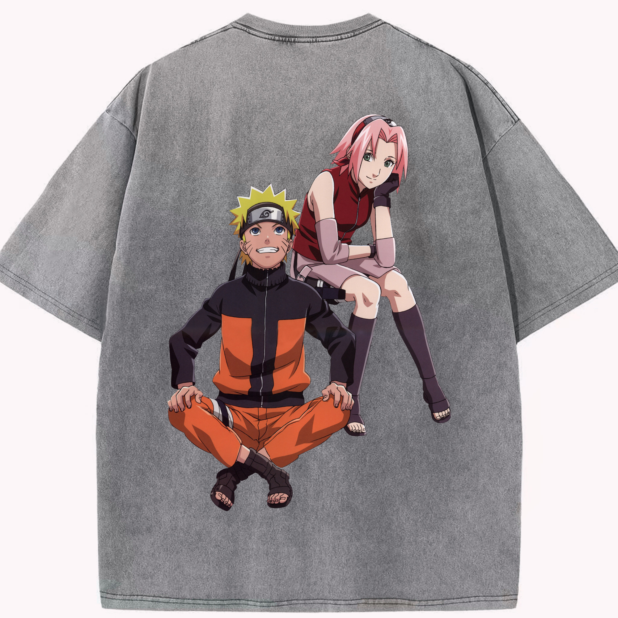 （画像用） NARUTO -ナルト- うずまき ナルト Uzumaki Naruto 綿100% ヴィンテージ風 半袖Tシャツ（背面プリント）