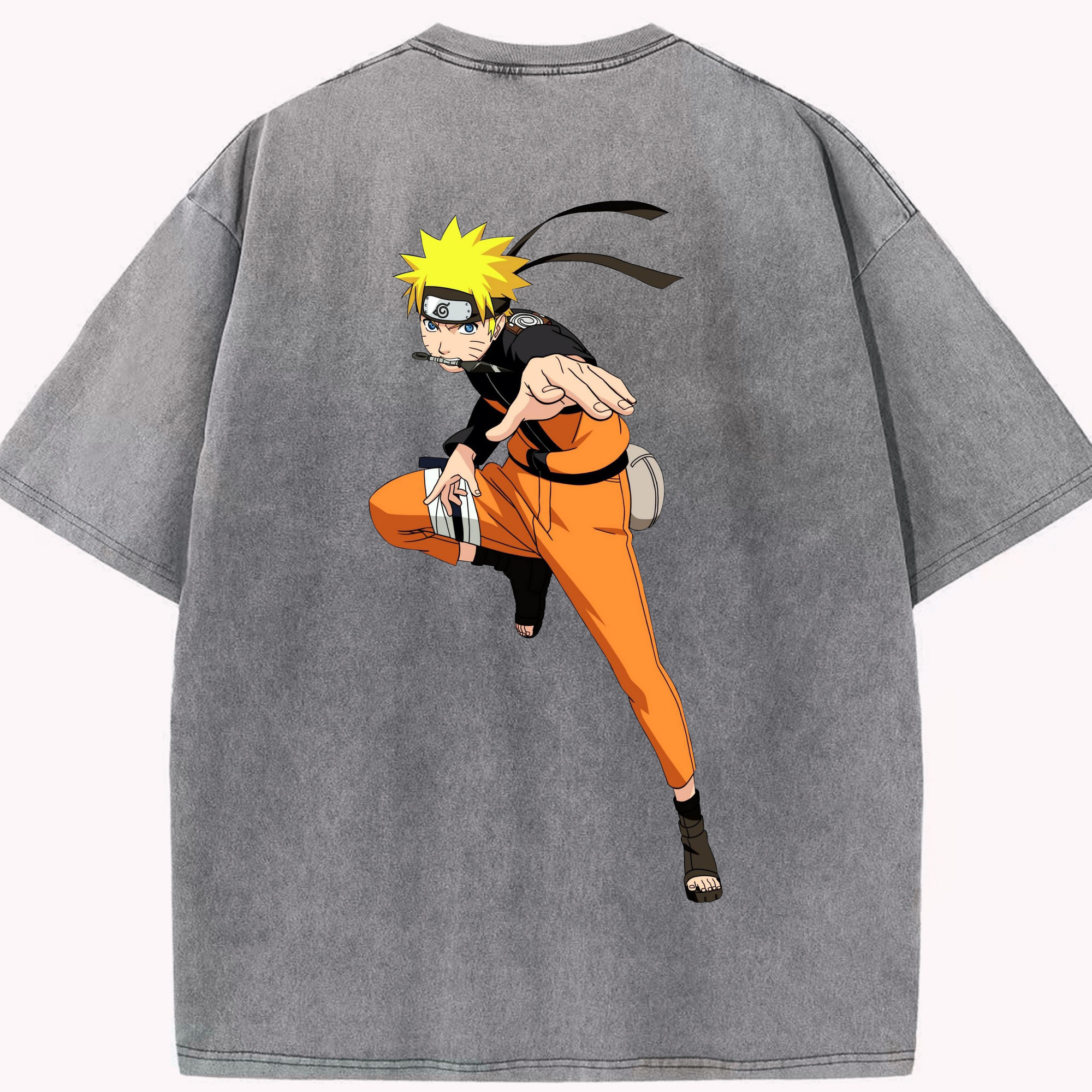 （画像用） NARUTO -ナルト- うずまき ナルト Uzumaki Naruto 綿100% ヴィンテージ風 半袖Tシャツ（背面プリント）