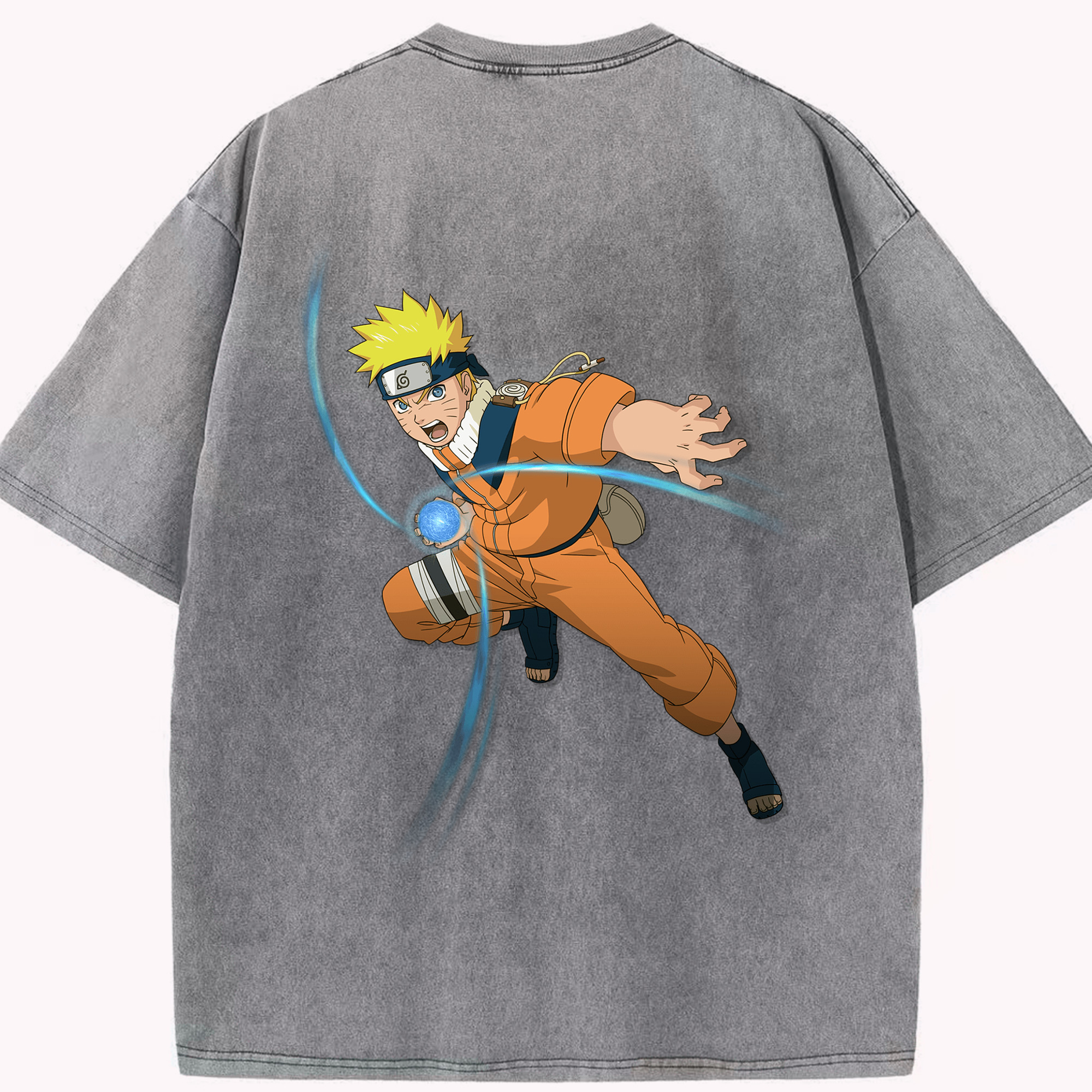（画像用） NARUTO -ナルト- うずまき ナルト Uzumaki Naruto 綿100% ヴィンテージ風 半袖Tシャツ（背面プリント）